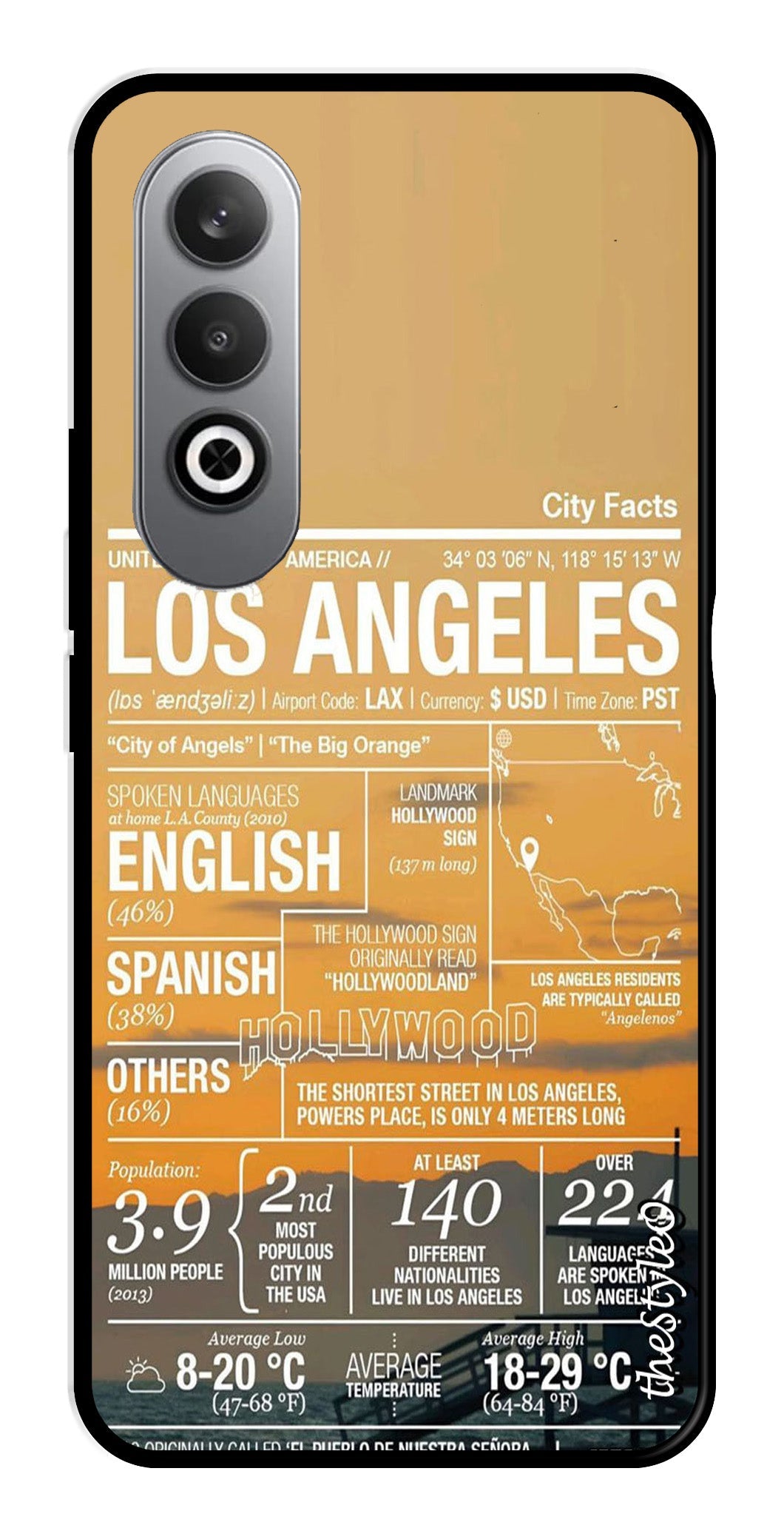 Los Angeles Metal Mobile Case for OnePlus Nord CE4 Los Angeles Metal Mobile Case for OnePlus Nord CE4 (Design No -68)