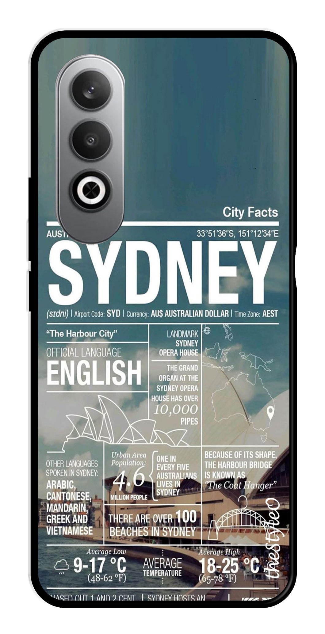 Sydney Metal Mobile Case for OnePlus Nord CE4 Sydney Metal Mobile Case for OnePlus Nord CE4 (Design No -69)