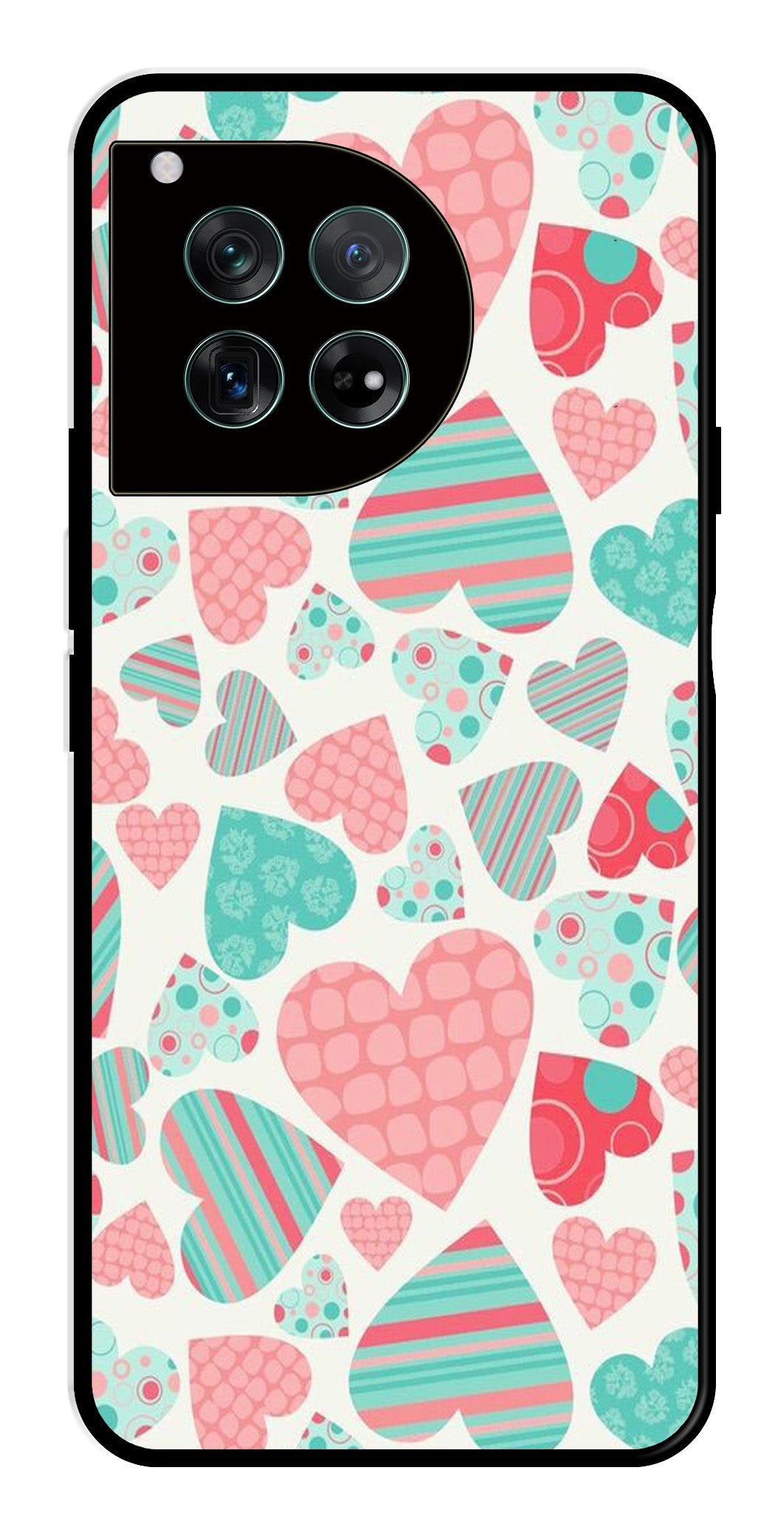 Hearts Pattern Metal Mobile Case for OnePlus 12 5G Metal Case Hearts Pattern Metal Mobile Case for OnePlus 12 5G Metal Case