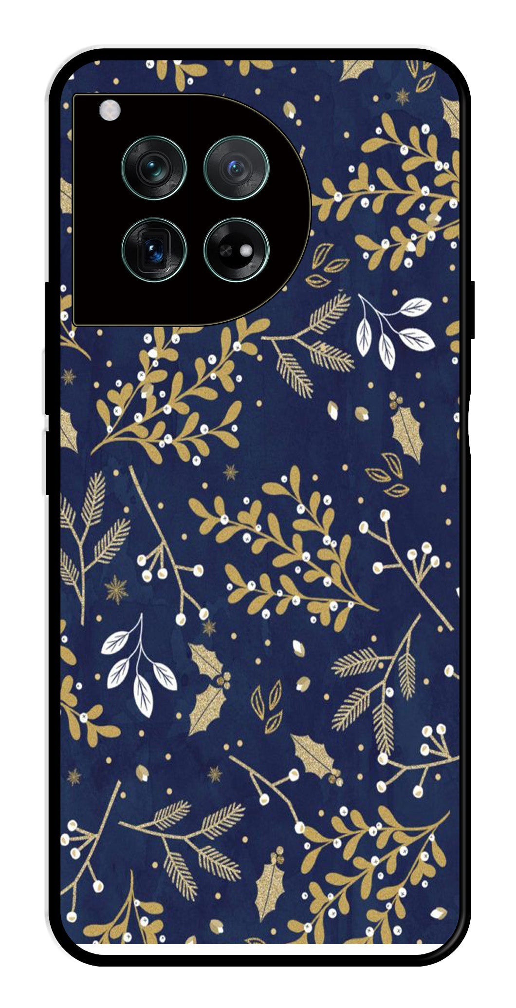 Floral Pattern Metal Mobile Case for OnePlus 12 5G Metal Case