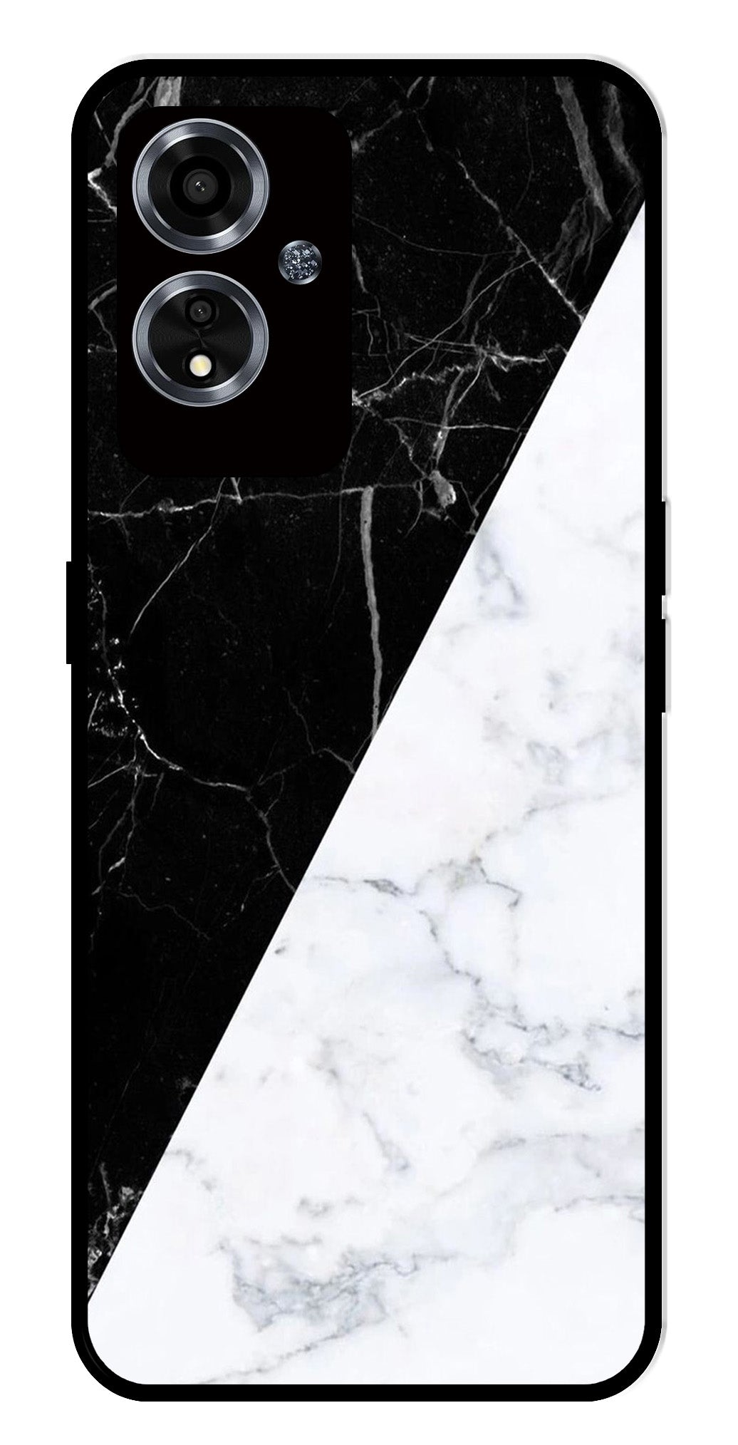 Black White Marble Design Metal Mobile Case for Oppo A59 5G Black White Marble Design Metal Mobile Case for Oppo A59 5G (Design No -09)