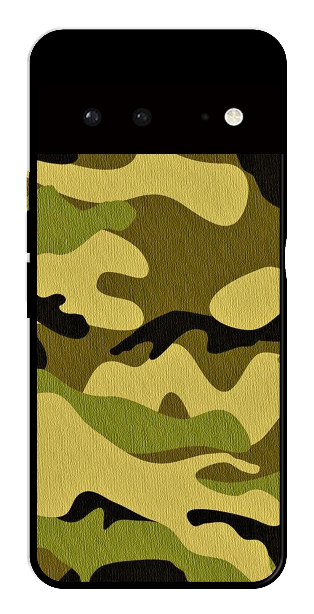 Army Pattern Metal Mobile Case for Google Pixel 6 5G Army Pattern Metal Mobile Case for Google Pixel 6 5G (Design No -35)
