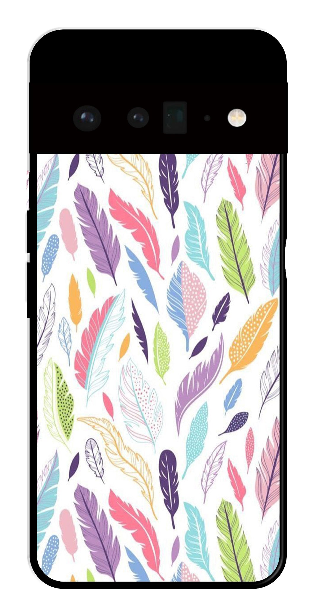 Colorful Feathers Metal Mobile Case for Google Pixel 6 Pro 5G Colorful Feathers Metal Mobile Case for Google Pixel 6 Pro 5G (Design No -06)