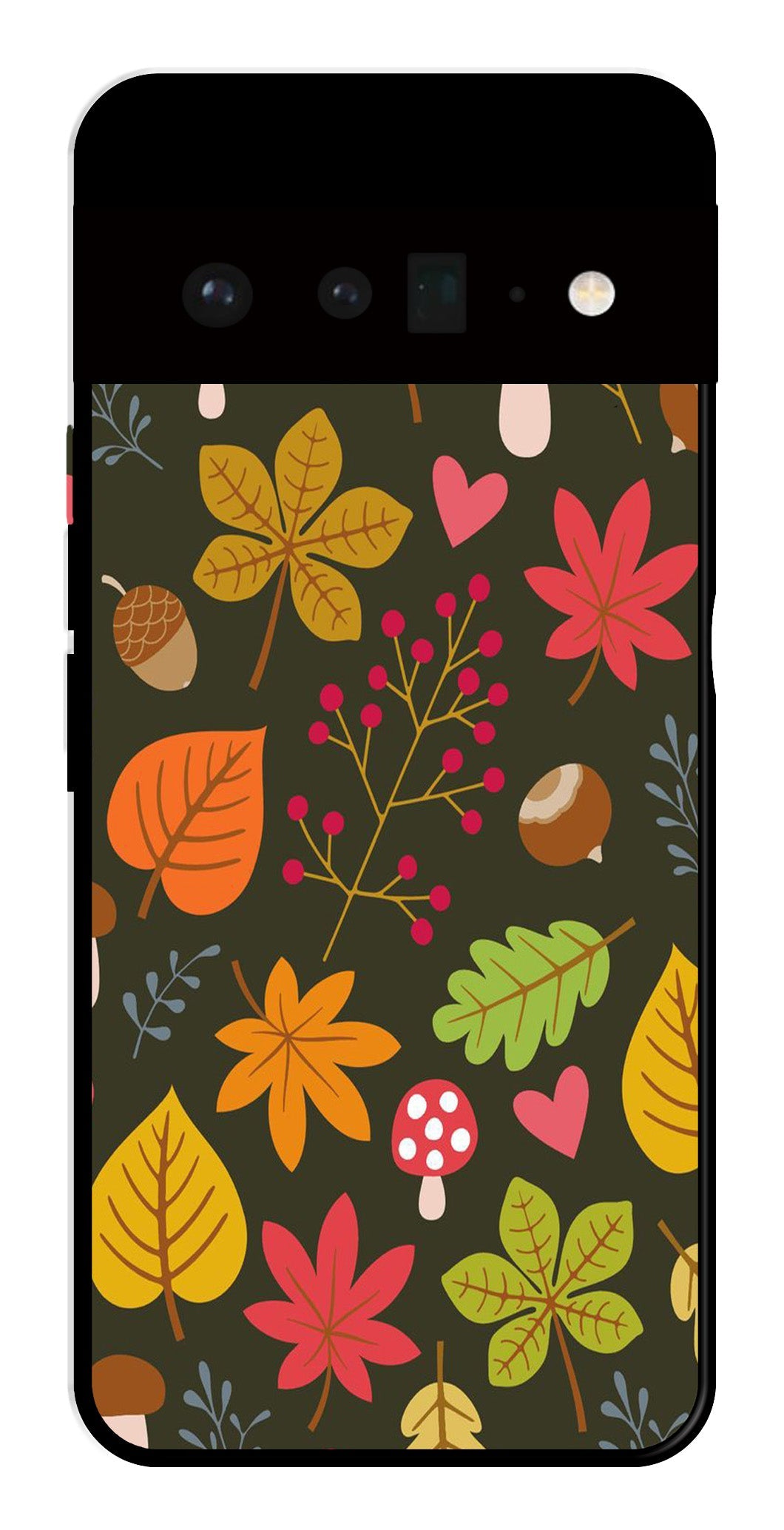 Leaves Design Metal Mobile Case for Google Pixel 6 Pro 5G (Design No -51)