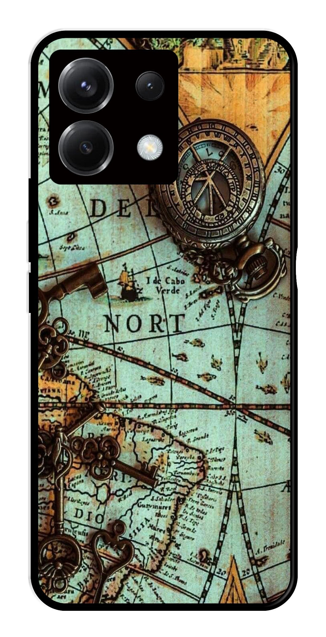 Map Design Metal Mobile Case for Poco X6 5G (Design No -54)