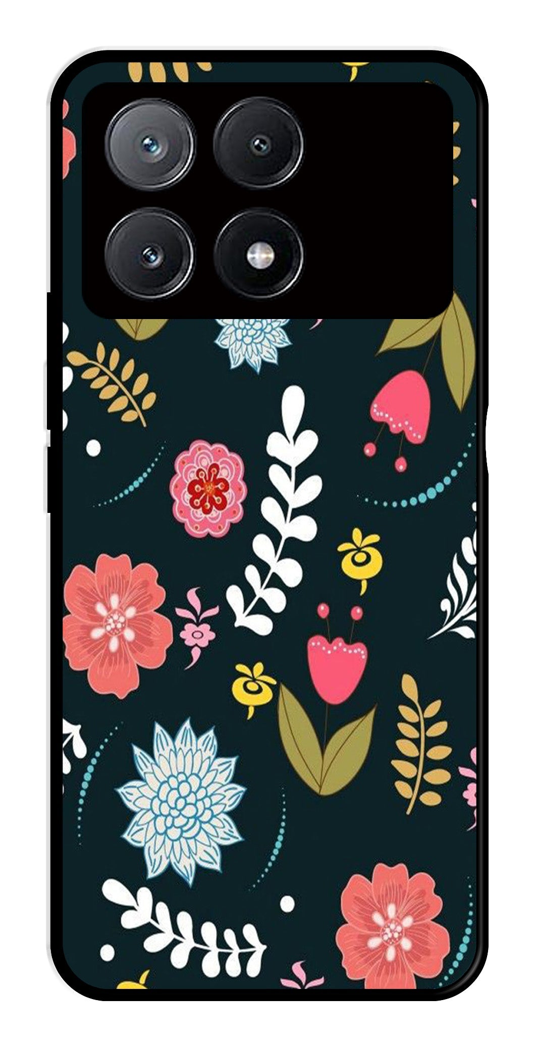 Floral Pattern2 Metal Mobile Case for Poco X6 Pro 5G Floral Pattern2 Metal Mobile Case for Poco X6 Pro 5G (Design No -12)