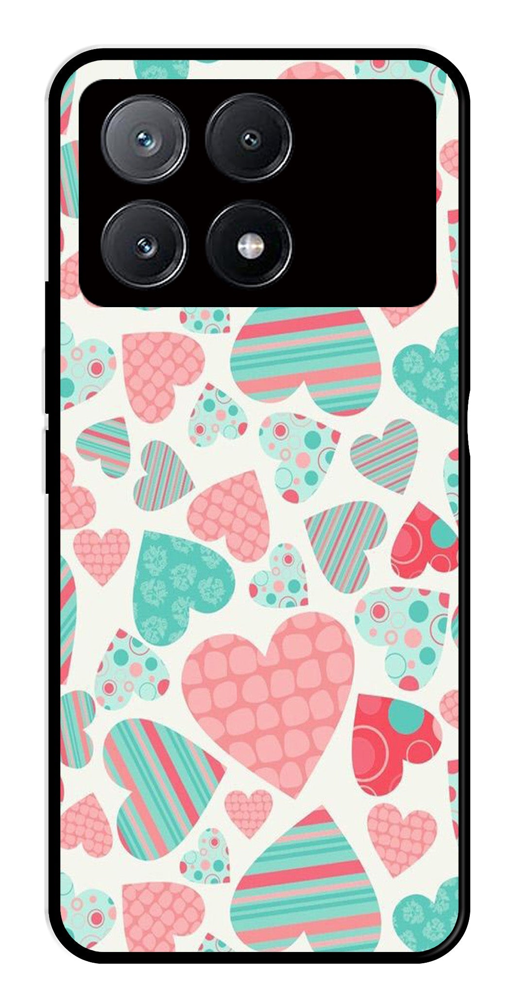 Hearts Pattern Metal Mobile Case for Poco X6 Pro 5G Hearts Pattern Metal Mobile Case for Poco X6 Pro 5G (Design No -22)
