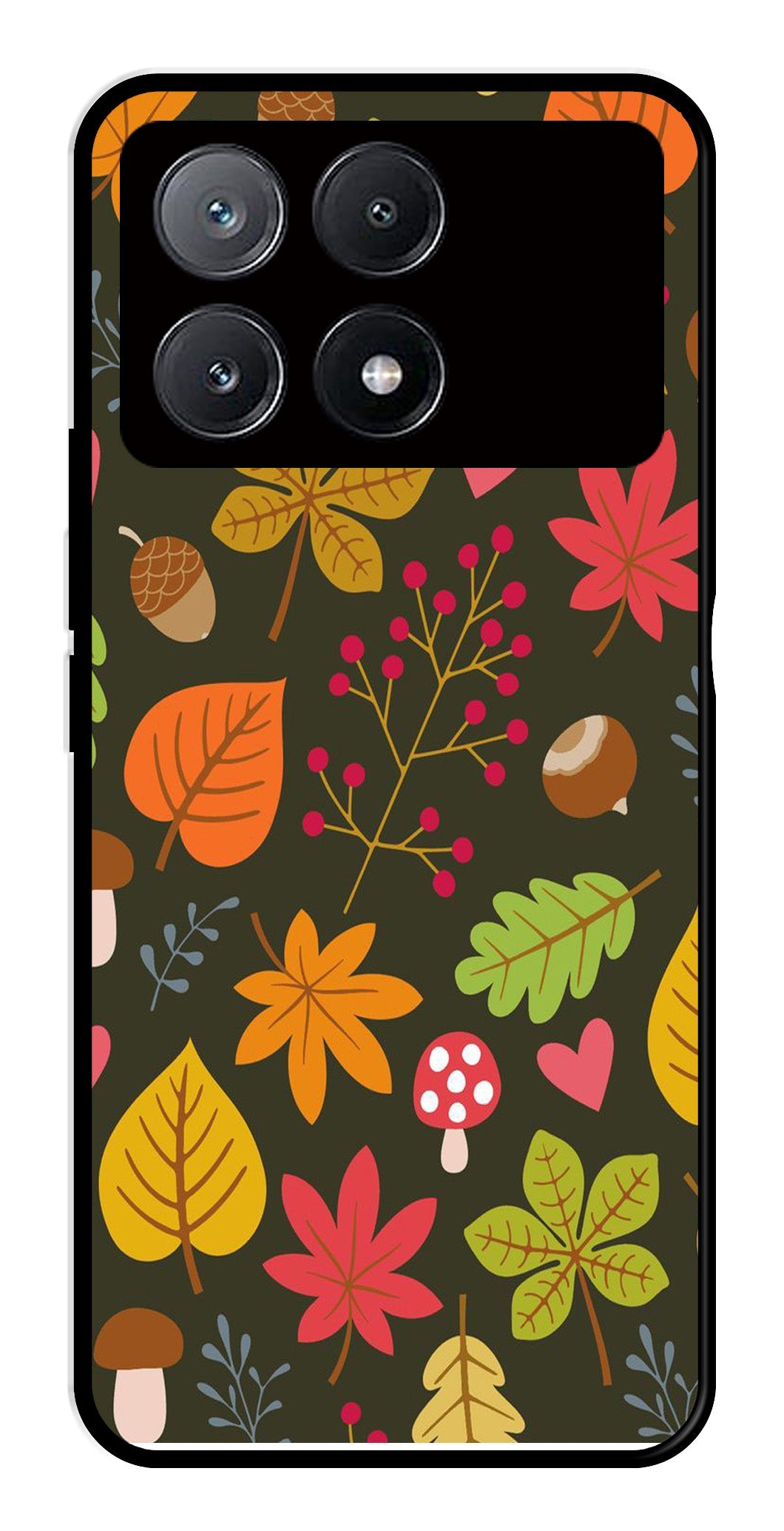 Leaves Design Metal Mobile Case for Poco X6 Pro 5G (Design No -51)