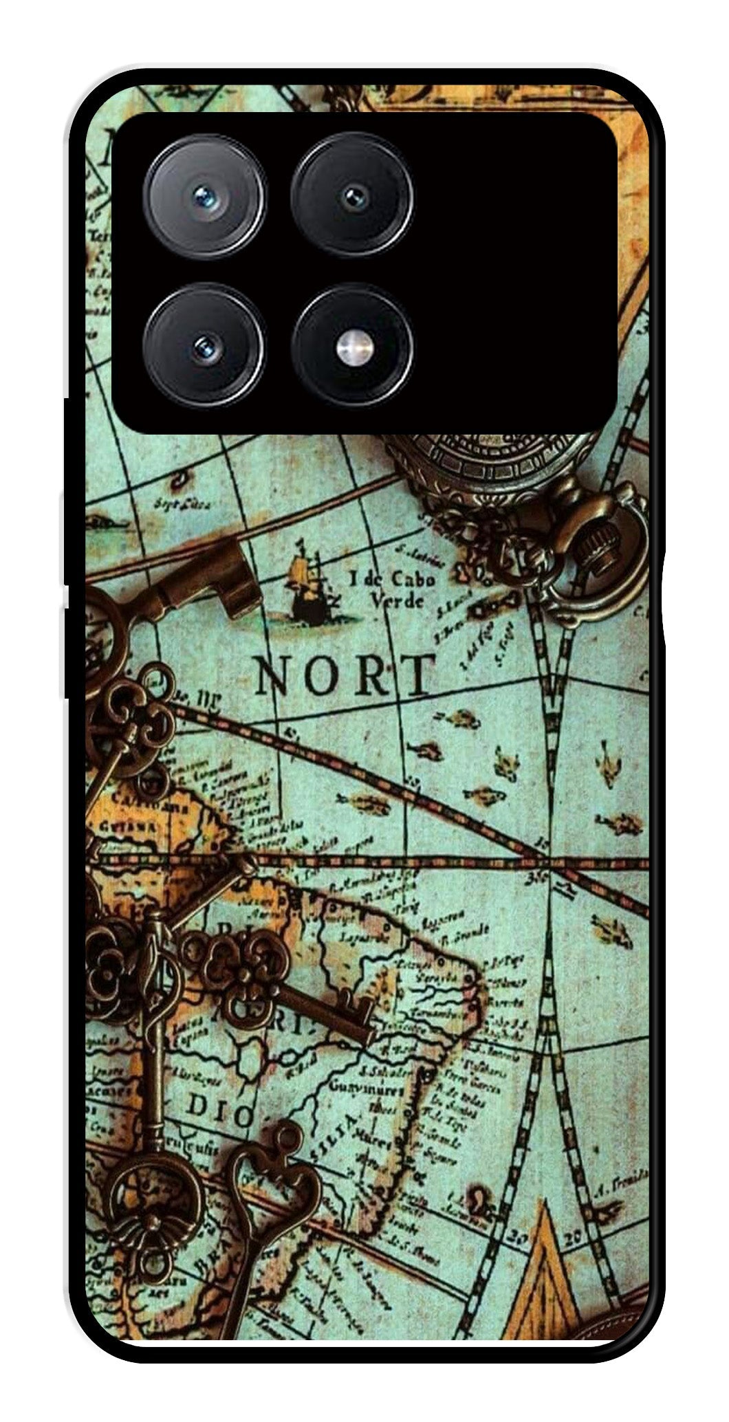 Map Design Metal Mobile Case for Poco X6 Pro 5G (Design No -54)