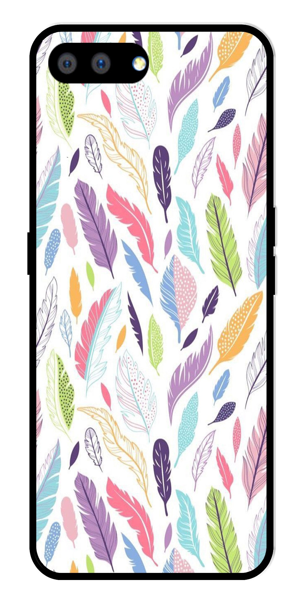 Colorful Feathers Metal Mobile Case for Realme A3s Colorful Feathers Metal Mobile Case for Realme A3s (Design No -06)