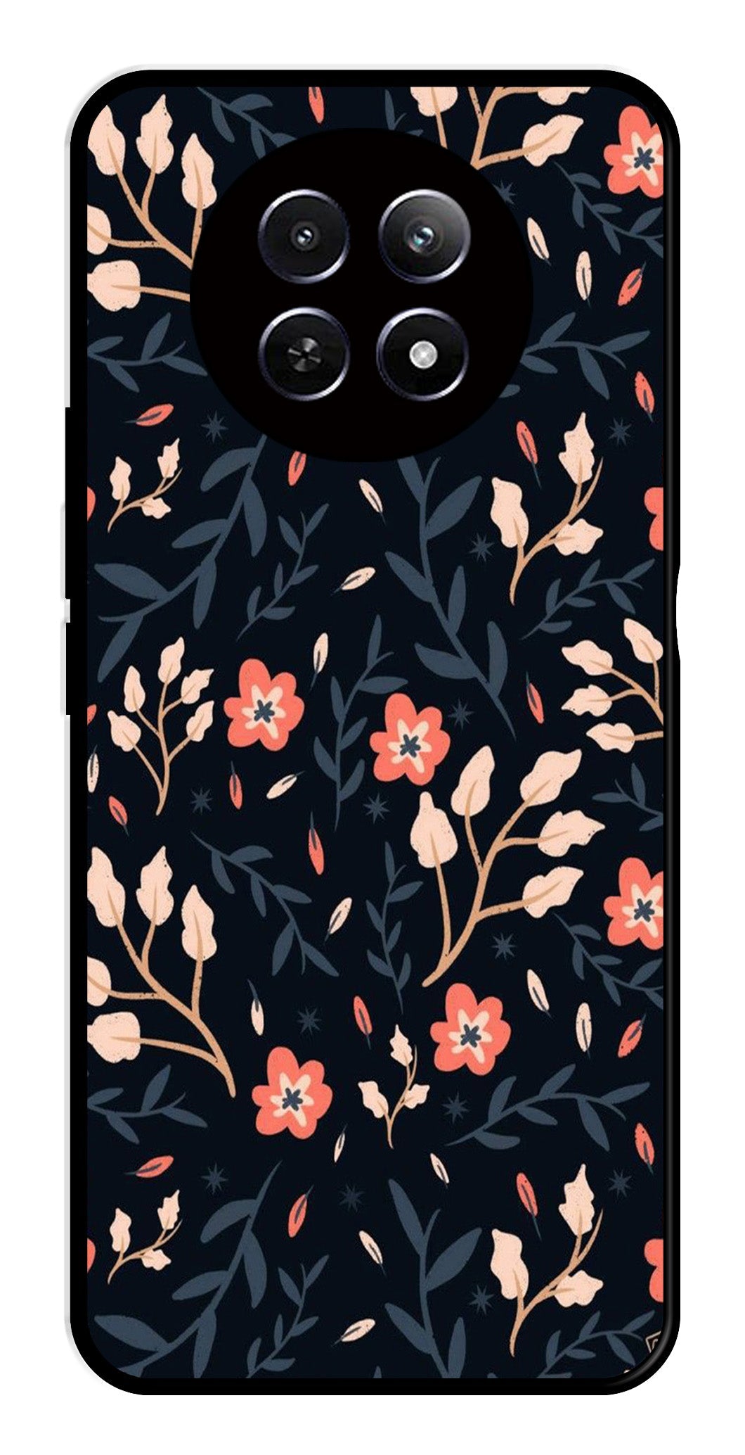Floral Pattern Metal Mobile Case for Realme 12X 5G Floral Pattern Metal Mobile Case for Realme 12X 5G (Design No -10)