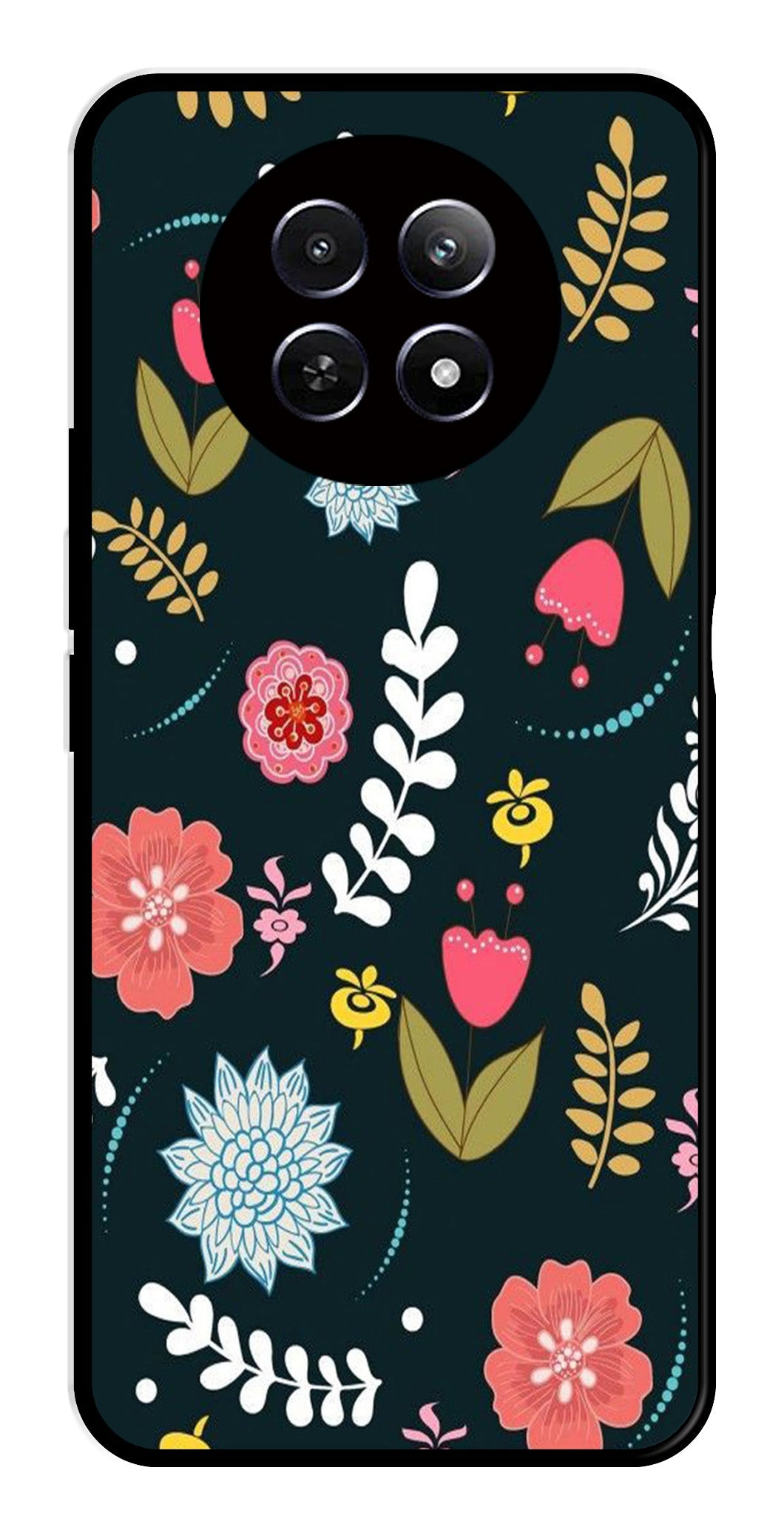 Floral Pattern2 Metal Mobile Case for Realme 12X 5G Floral Pattern2 Metal Mobile Case for Realme 12X 5G (Design No -12)