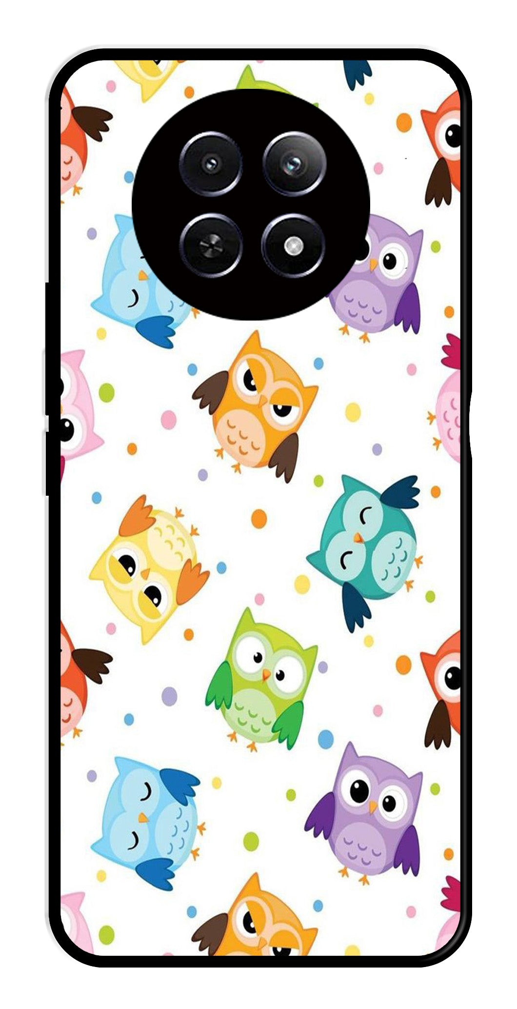 Owls Pattern Metal Mobile Case for Realme 12X 5G Owls Pattern Metal Mobile Case for Realme 12X 5G (Design No -20)