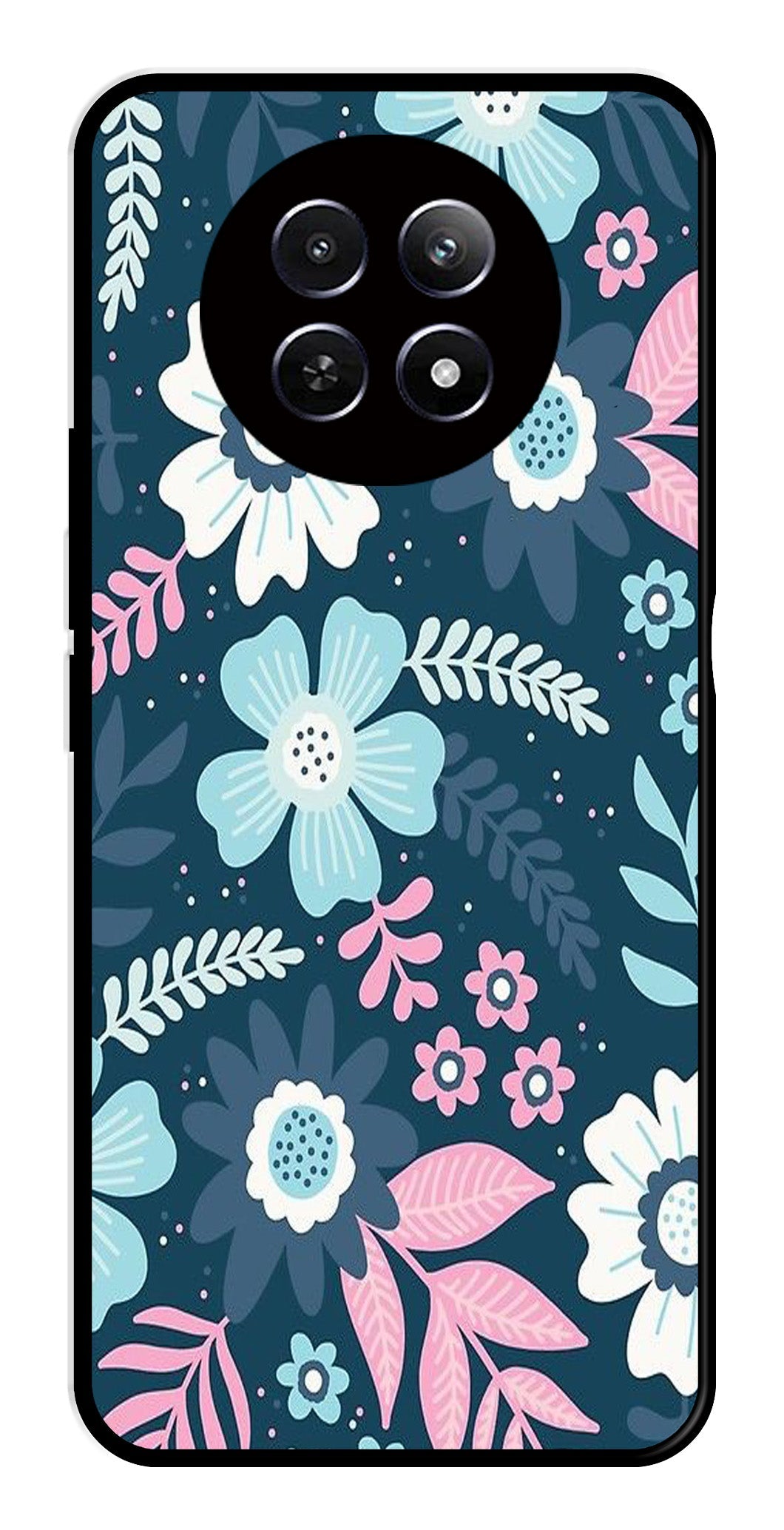 Flower Leaves Design Metal Mobile Case for Realme 12X 5G (Design No -50)