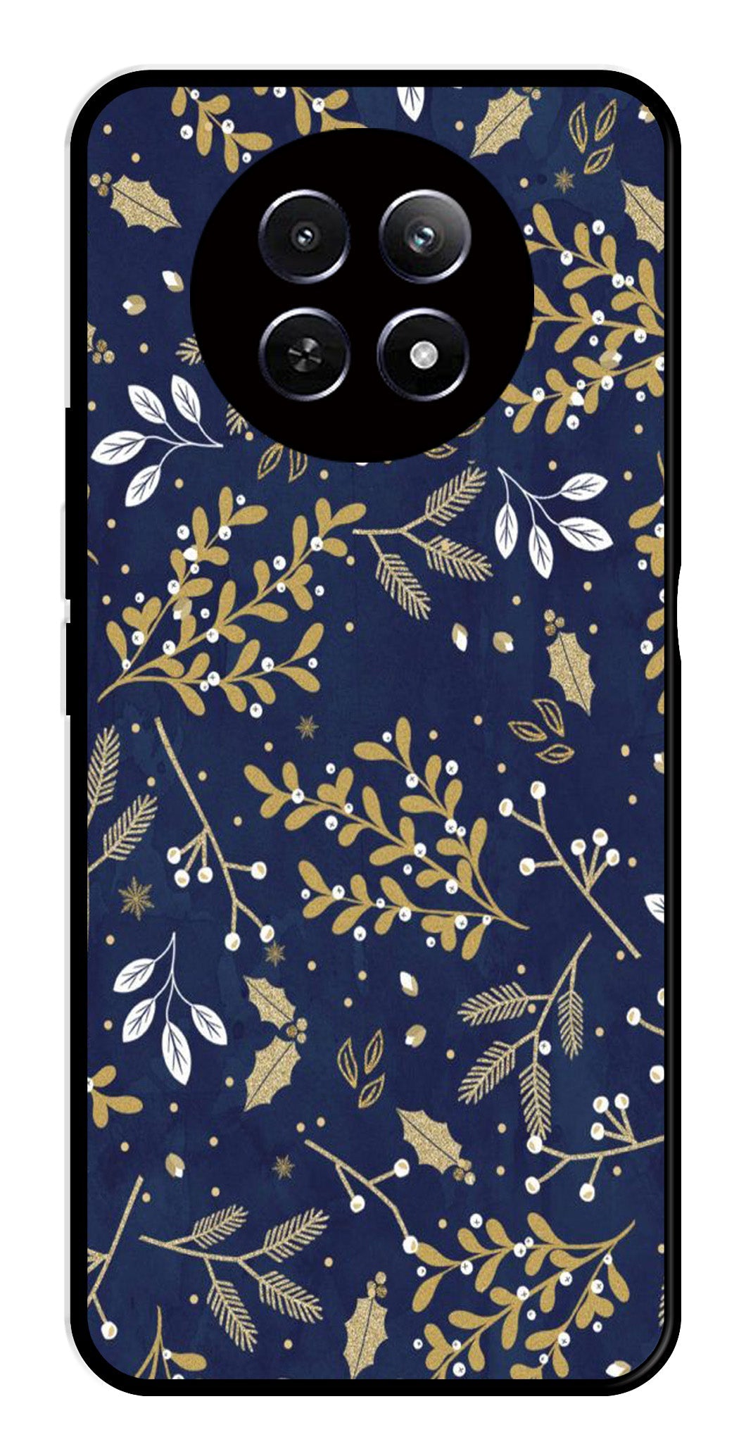 Floral Pattern Metal Mobile Case for Realme 12X 5G (Design No -52)