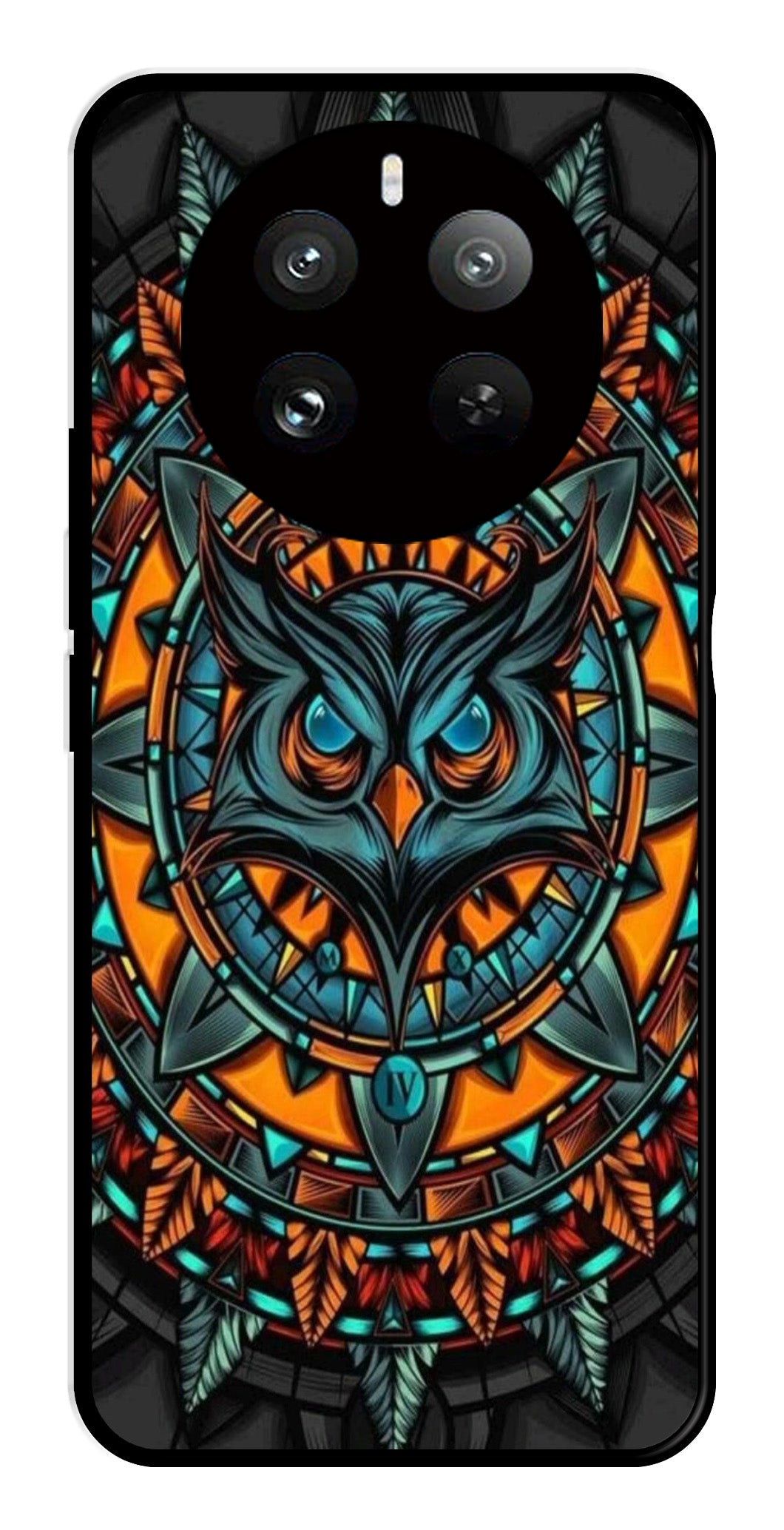 Owl Pattern Metal Mobile Case for Realme 12 Plus Owl Pattern Metal Mobile Case for Realme 12 Plus (Design No -42)