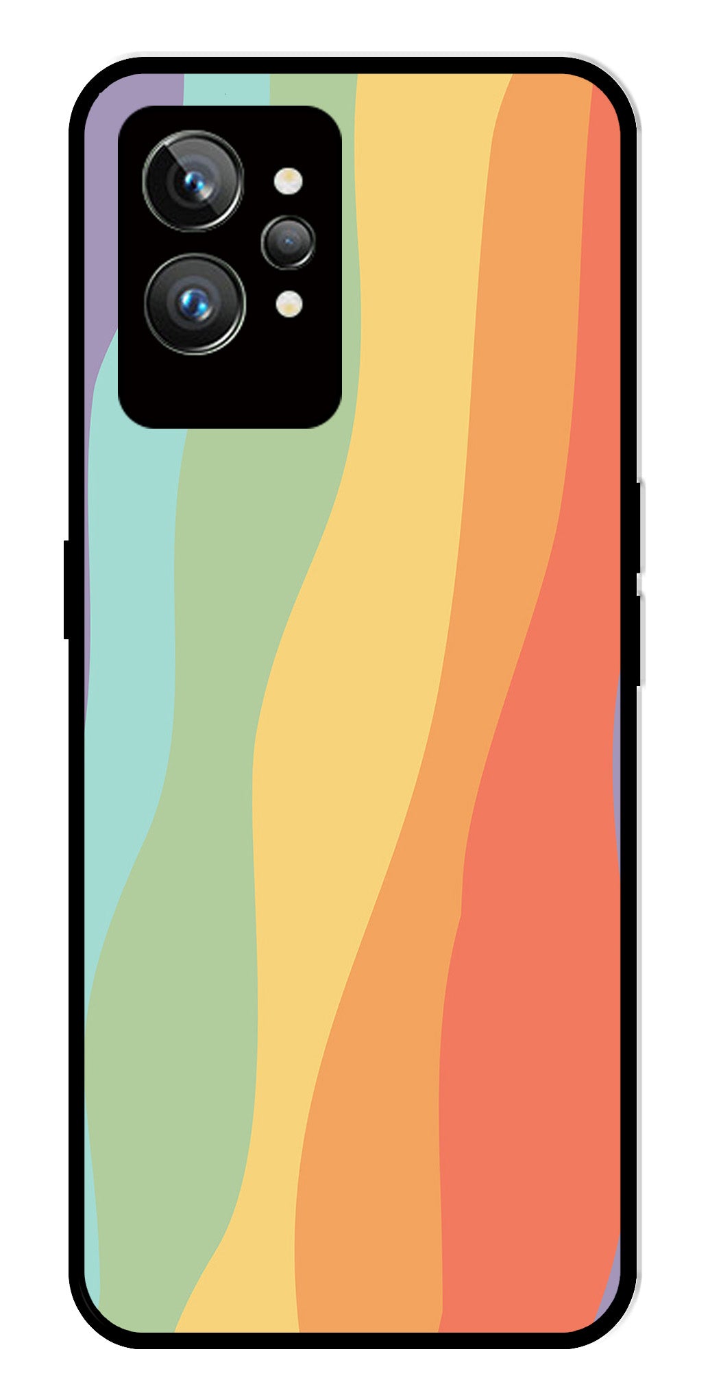 Muted Rainbow Metal Mobile Case for Realme GT 2 Pro Muted Rainbow Metal Mobile Case for Realme GT 2 Pro (Design No -02)