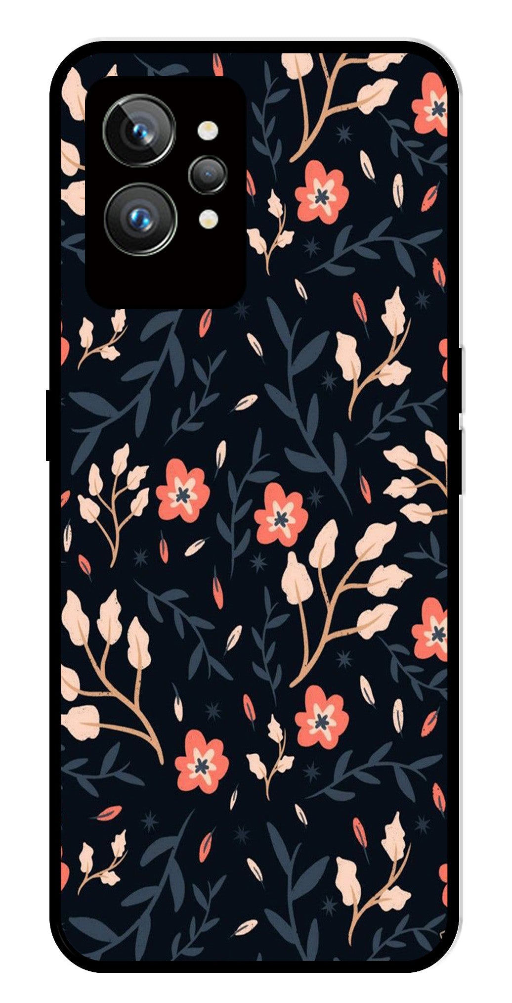 Floral Pattern Metal Mobile Case for Realme GT 2 Pro Floral Pattern Metal Mobile Case for Realme GT 2 Pro (Design No -10)