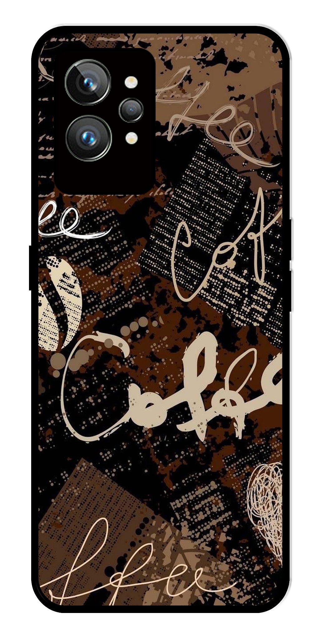 Coffee Pattern Metal Mobile Case for Realme GT 2 Pro Coffee Pattern Metal Mobile Case for Realme GT 2 Pro (Design No -37)