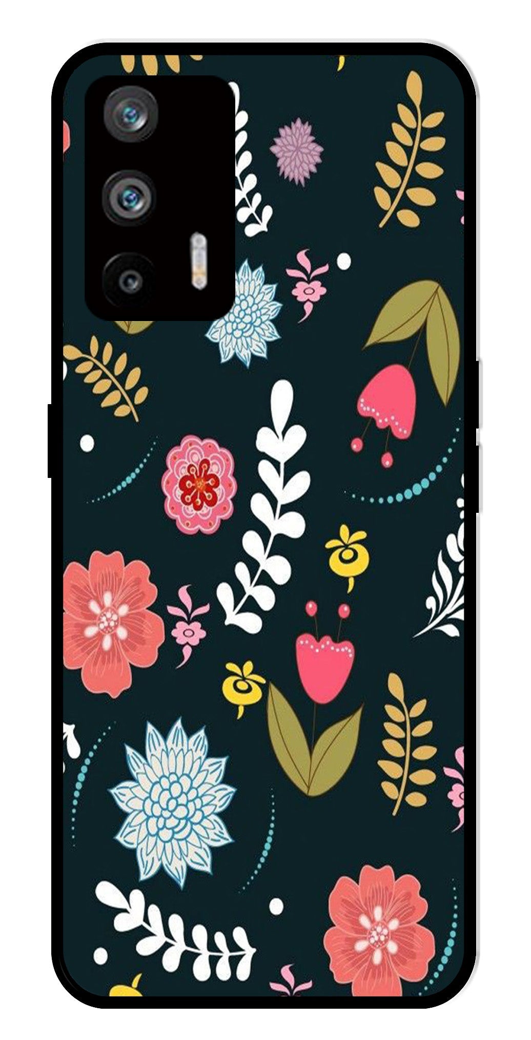 Floral Pattern2 Metal Mobile Case for Realme Q3 Pro Floral Pattern2 Metal Mobile Case for Realme Q3 Pro (Design No -12)