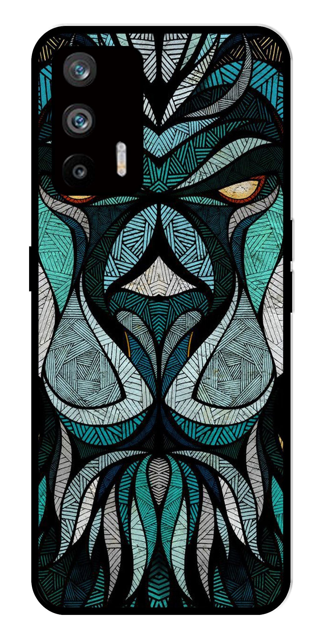 Lion Pattern Metal Mobile Case for Realme Q3 Pro Lion Pattern Metal Mobile Case for Realme Q3 Pro (Design No -40)