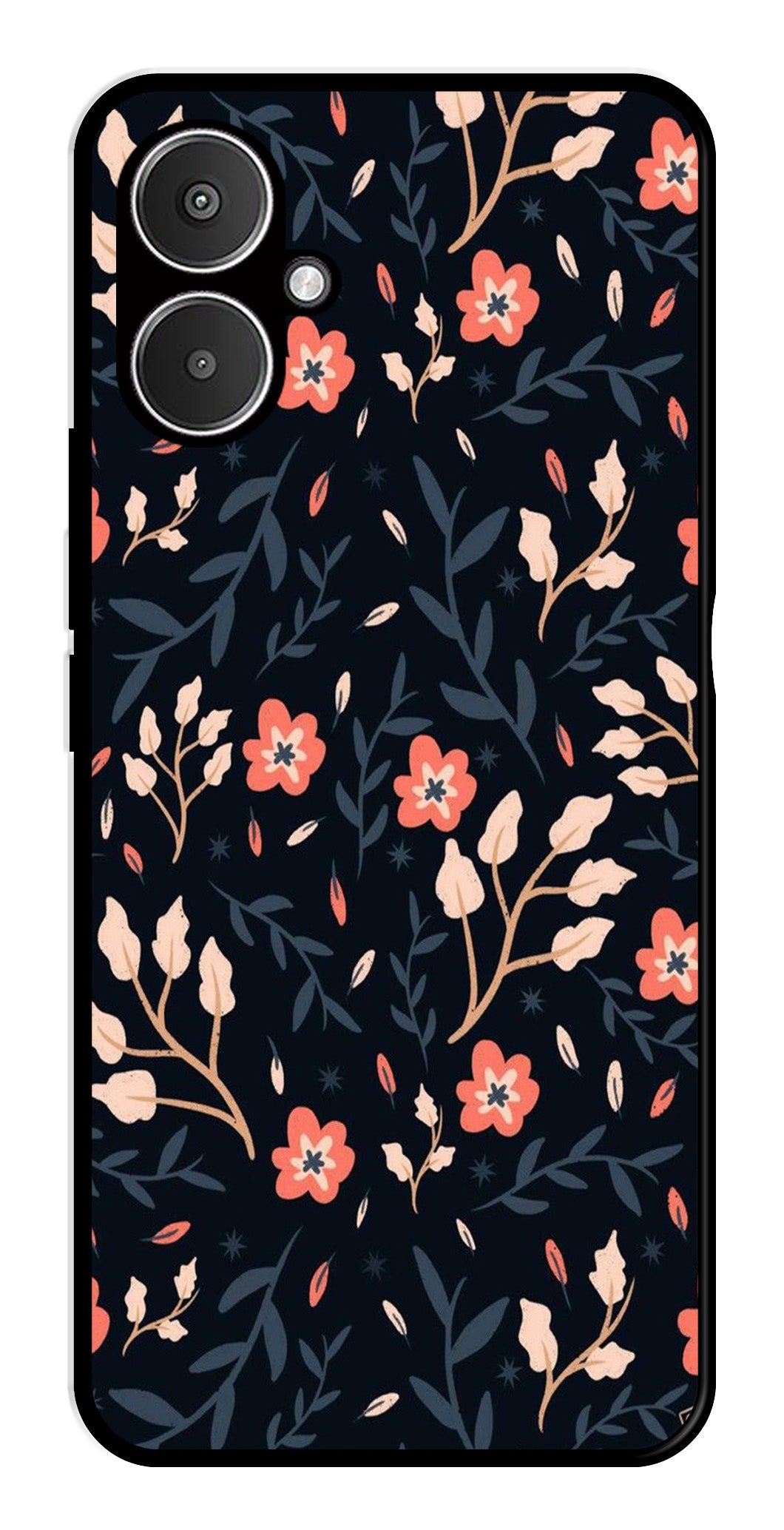 Floral Pattern Metal Mobile Case for Redmi 13C 5G Floral Pattern Metal Mobile Case for Redmi 13C 5G (Design No -10)