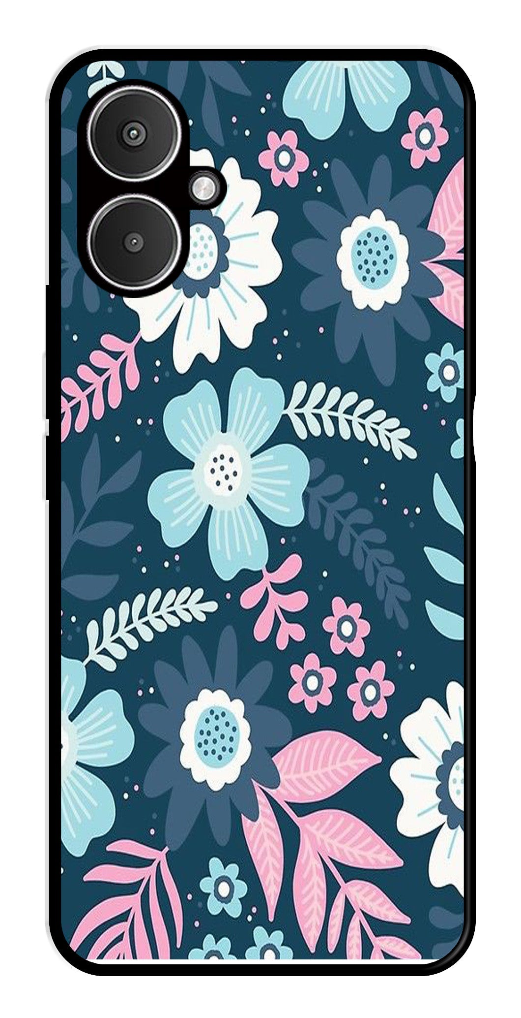 Flower Leaves Design Metal Mobile Case for Redmi 13C 5G Flower Leaves Design Metal Mobile Case for Redmi 13C 5G (Design No -50)