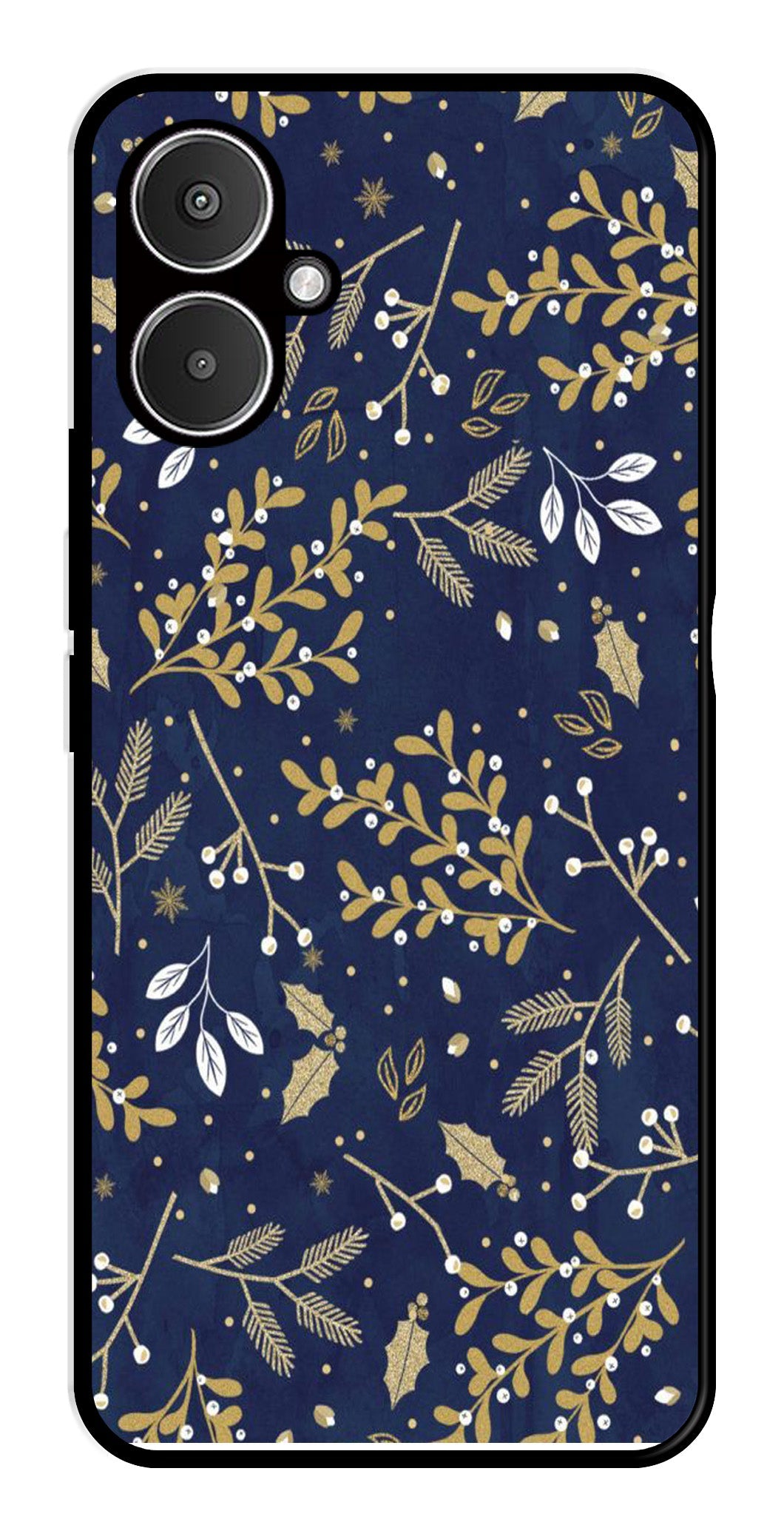 Floral Pattern Metal Mobile Case for Redmi 13C 5G (Design No -52)