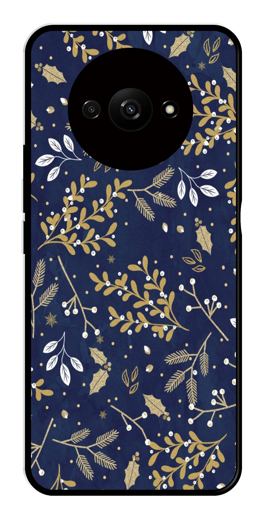 Floral Pattern Metal Mobile Case for Redmi A3 (Design No -52)