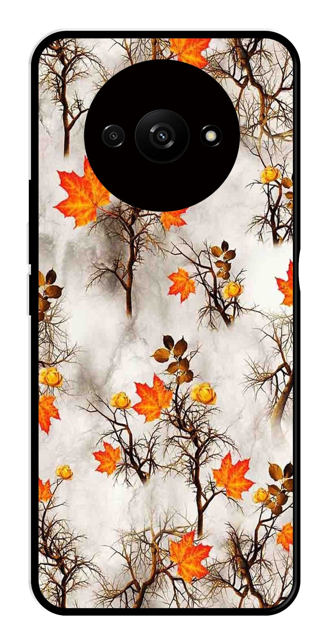 Autumn leaves Metal Mobile Case for Redmi A3 (Design No -55)