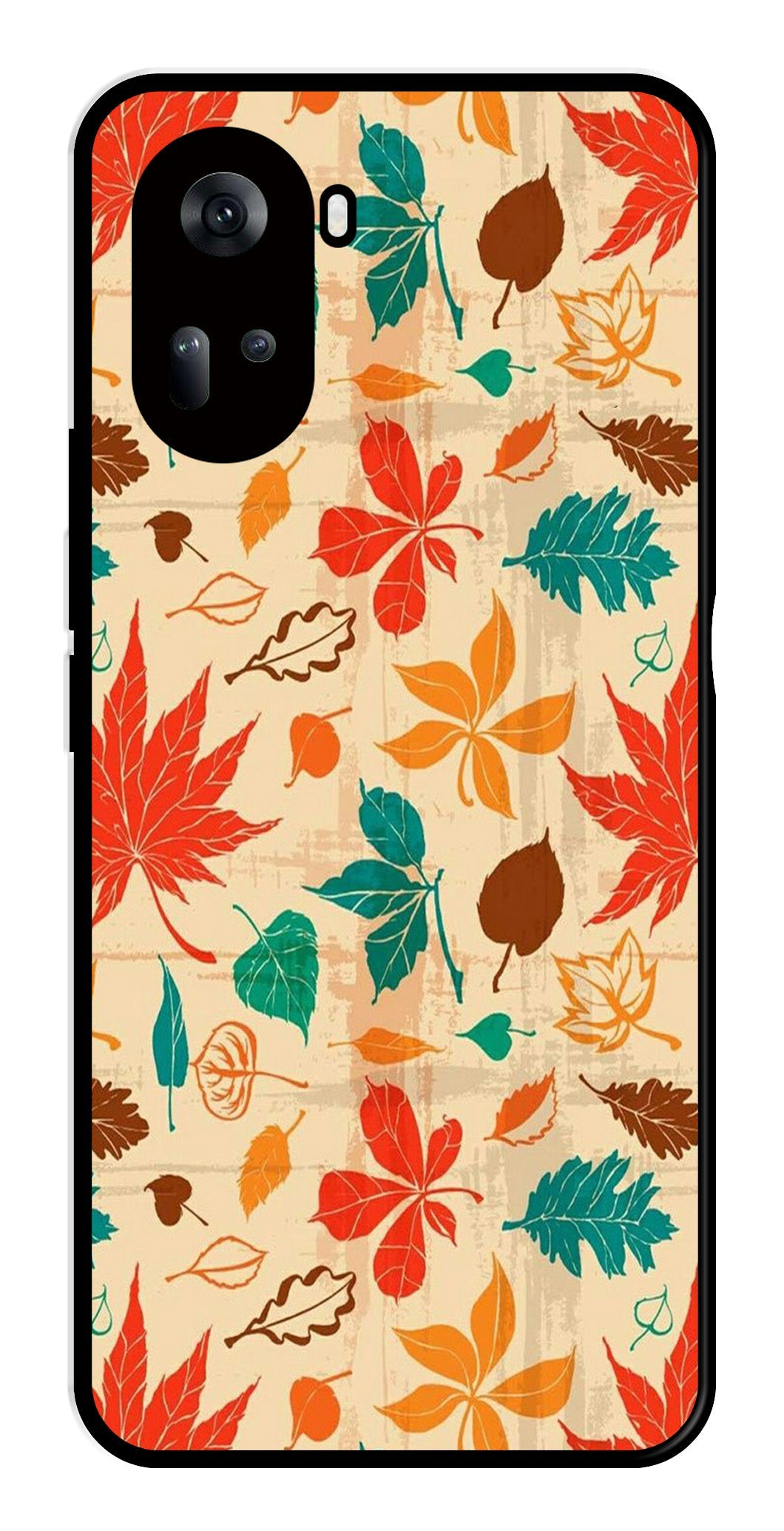 Leafs Design Metal Mobile Case for Oppo Reno 11 5G Leafs Design Metal Mobile Case for Oppo Reno 11 5G (Design No -14)