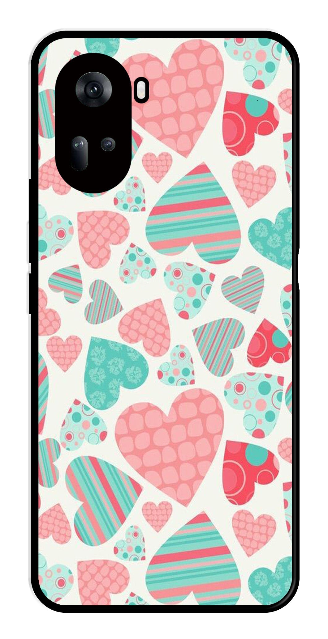 Hearts Pattern Metal Mobile Case for Oppo Reno 11 5G Hearts Pattern Metal Mobile Case for Oppo Reno 11 5G (Design No -22)