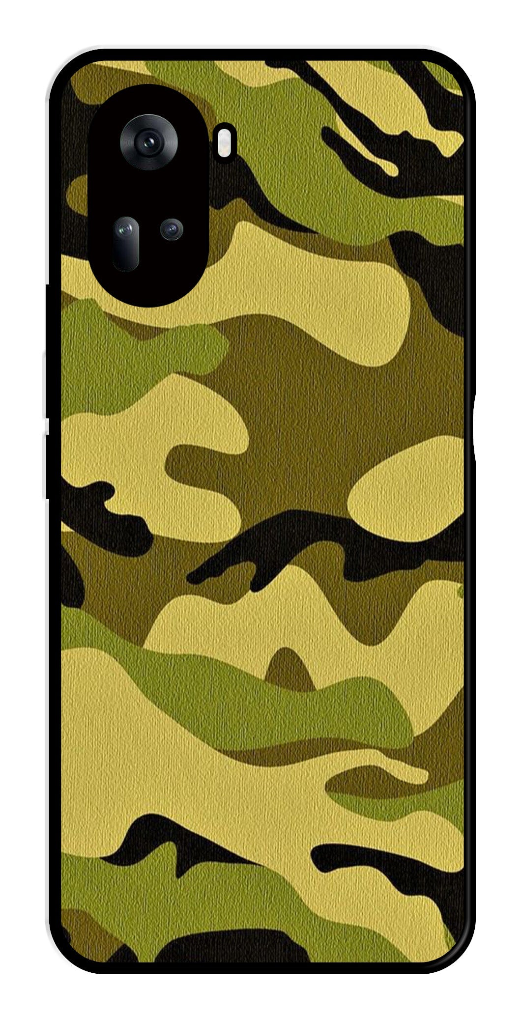 Army Pattern Metal Mobile Case for Oppo Reno 11 5G Army Pattern Metal Mobile Case for Oppo Reno 11 5G (Design No -35)