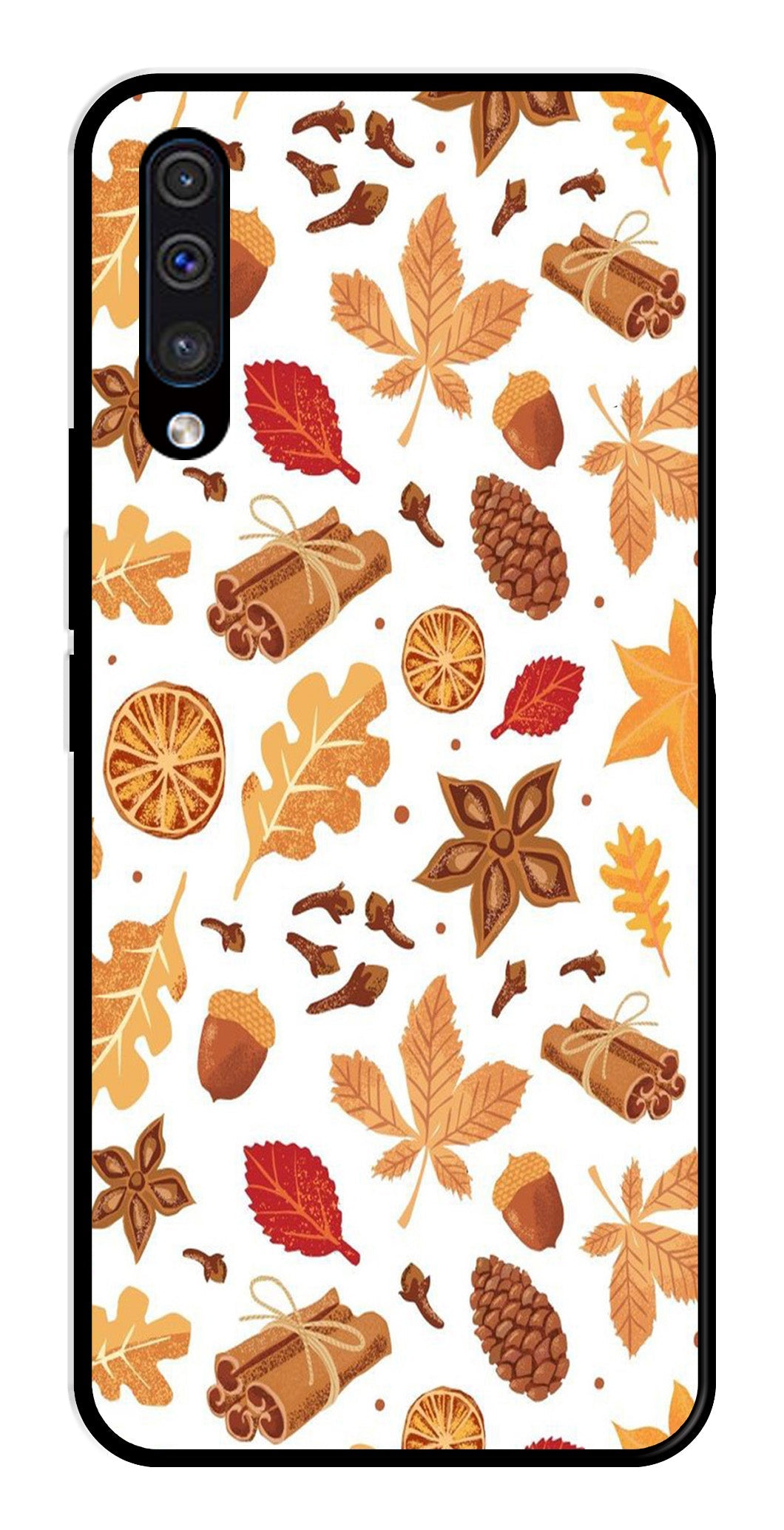 Autumn Leaf Metal Mobile Case for Samsung Galaxy A50 Autumn Leaf Metal Mobile Case for Samsung Galaxy A50 (Design No -19)