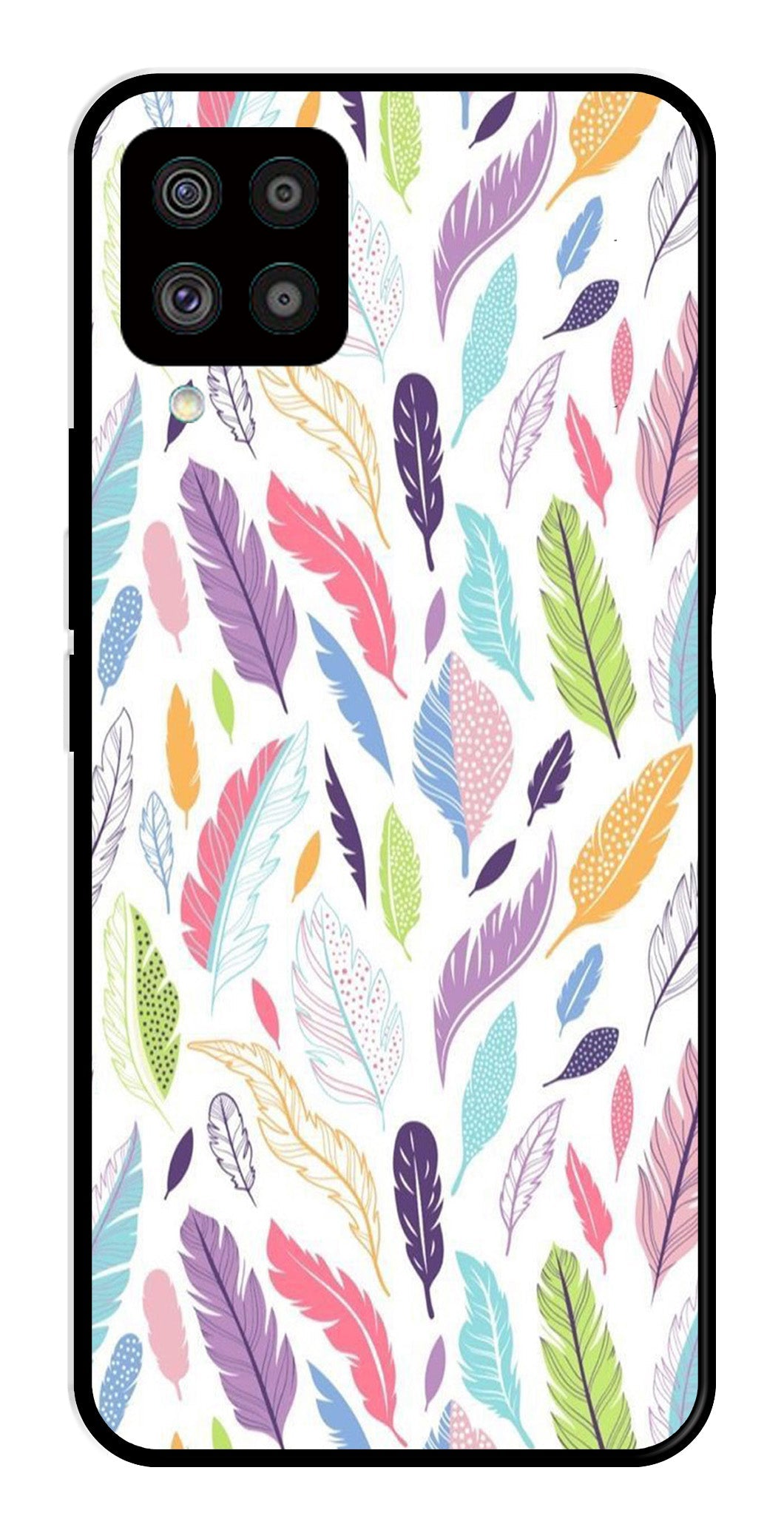 Colorful Feathers Metal Mobile Case for Samsung Galaxy F62 Colorful Feathers Metal Mobile Case for Samsung Galaxy F62 (Design No -06)