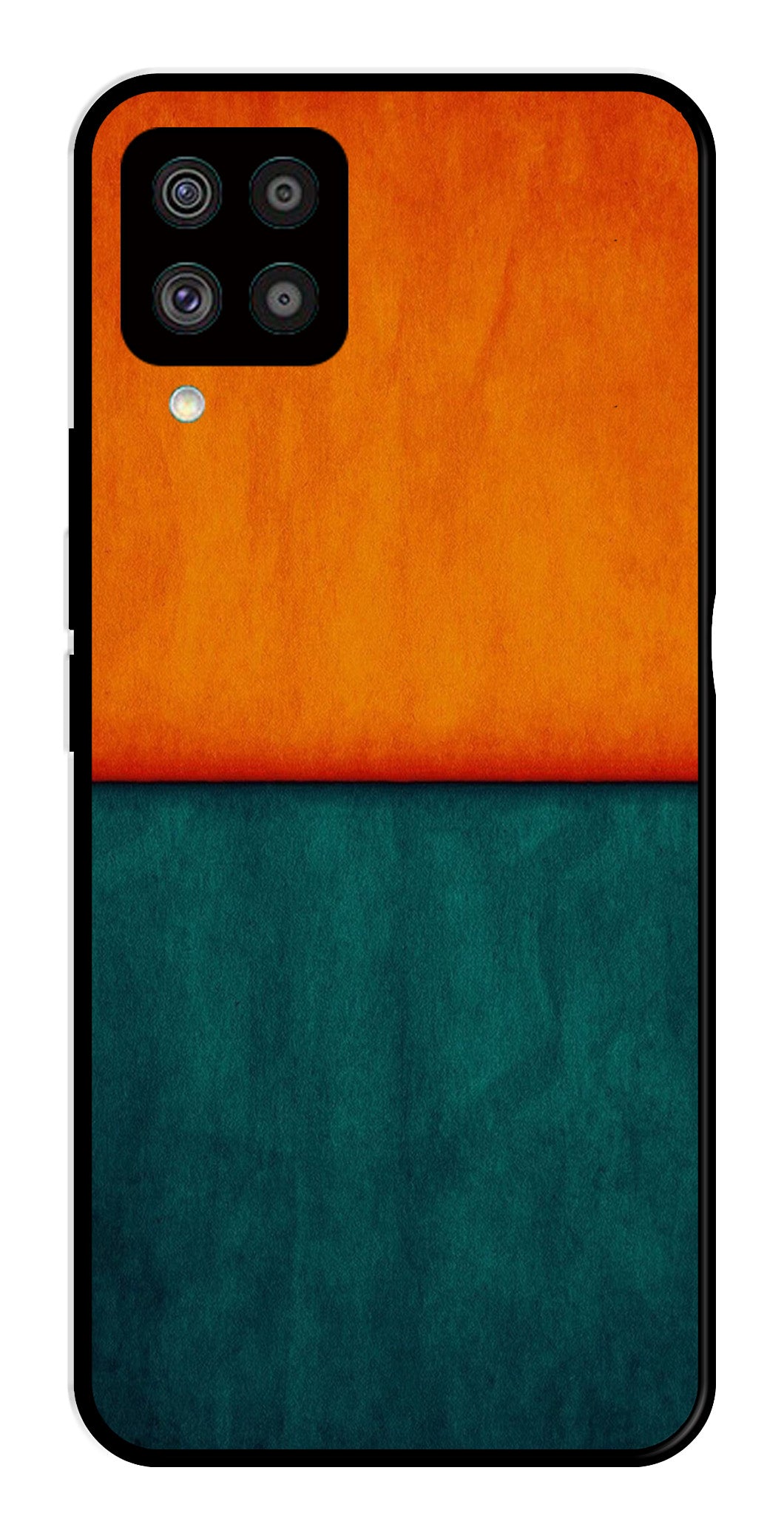 Orange Green Pattern Metal Mobile Case for Samsung Galaxy F62 Orange Green Pattern Metal Mobile Case for Samsung Galaxy F62 (Design No -45)