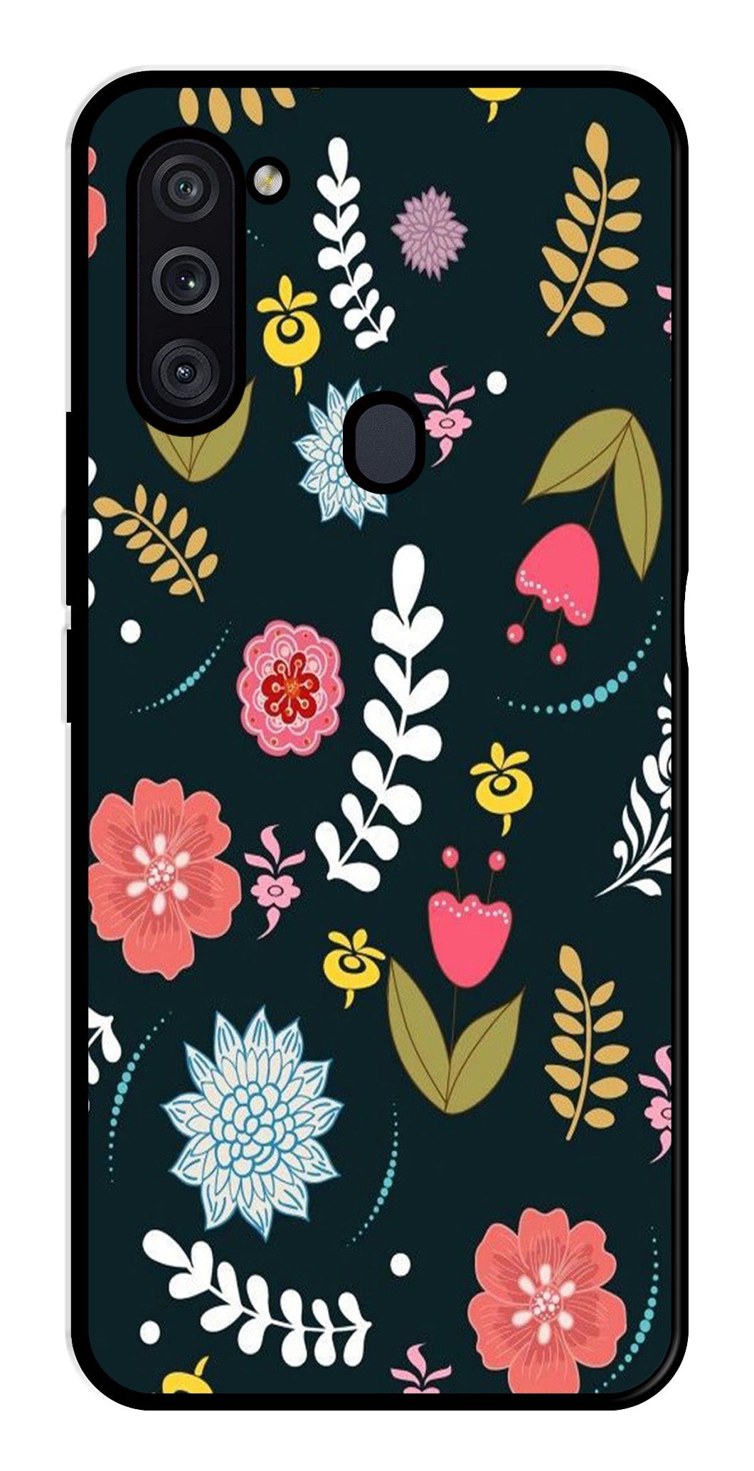 Floral Pattern2 Metal Mobile Case for Samsung Galaxy M11 Floral Pattern2 Metal Mobile Case for Samsung Galaxy M11 (Design No -12)