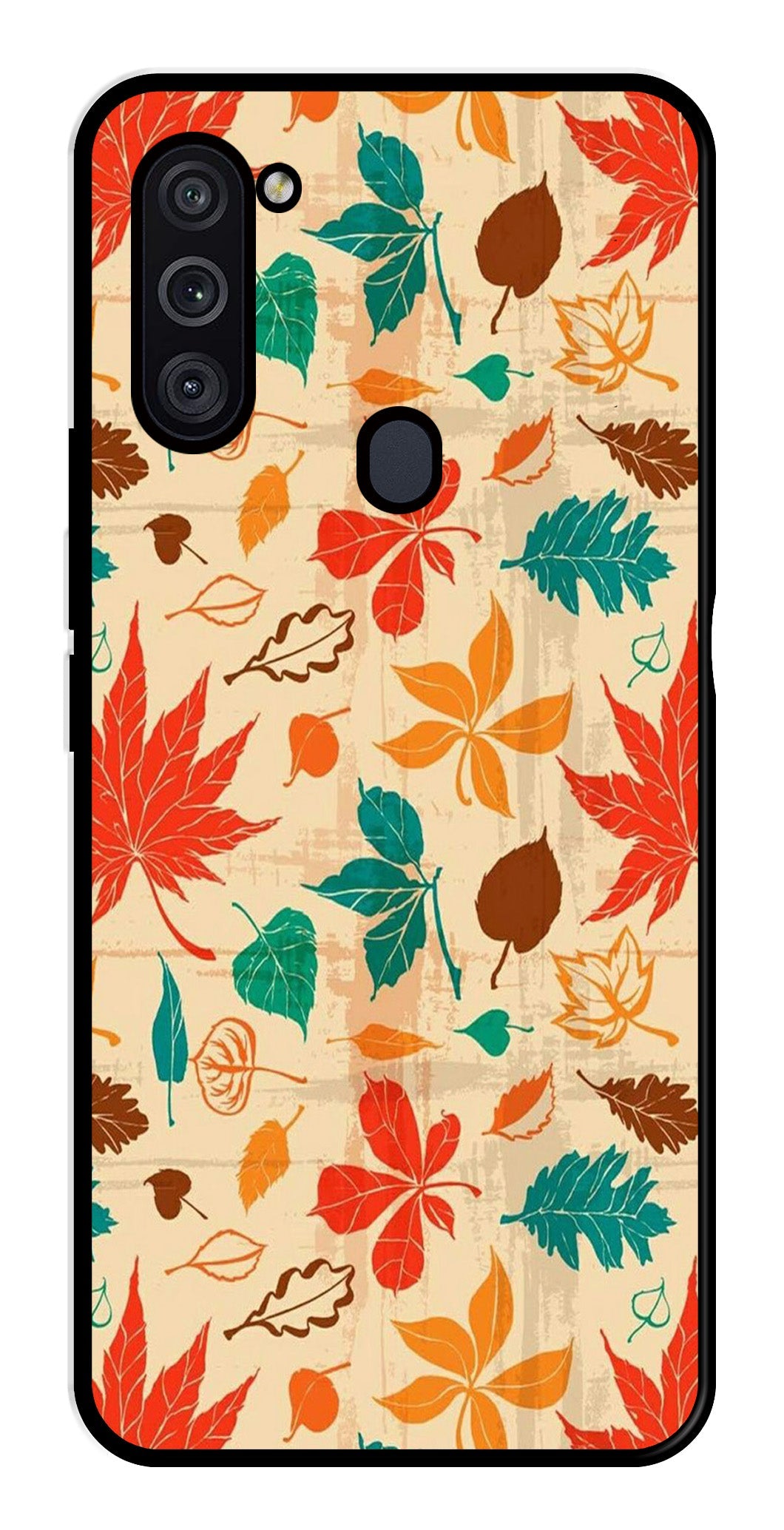 Leafs Design Metal Mobile Case for Samsung Galaxy M11 Leafs Design Metal Mobile Case for Samsung Galaxy M11 (Design No -14)