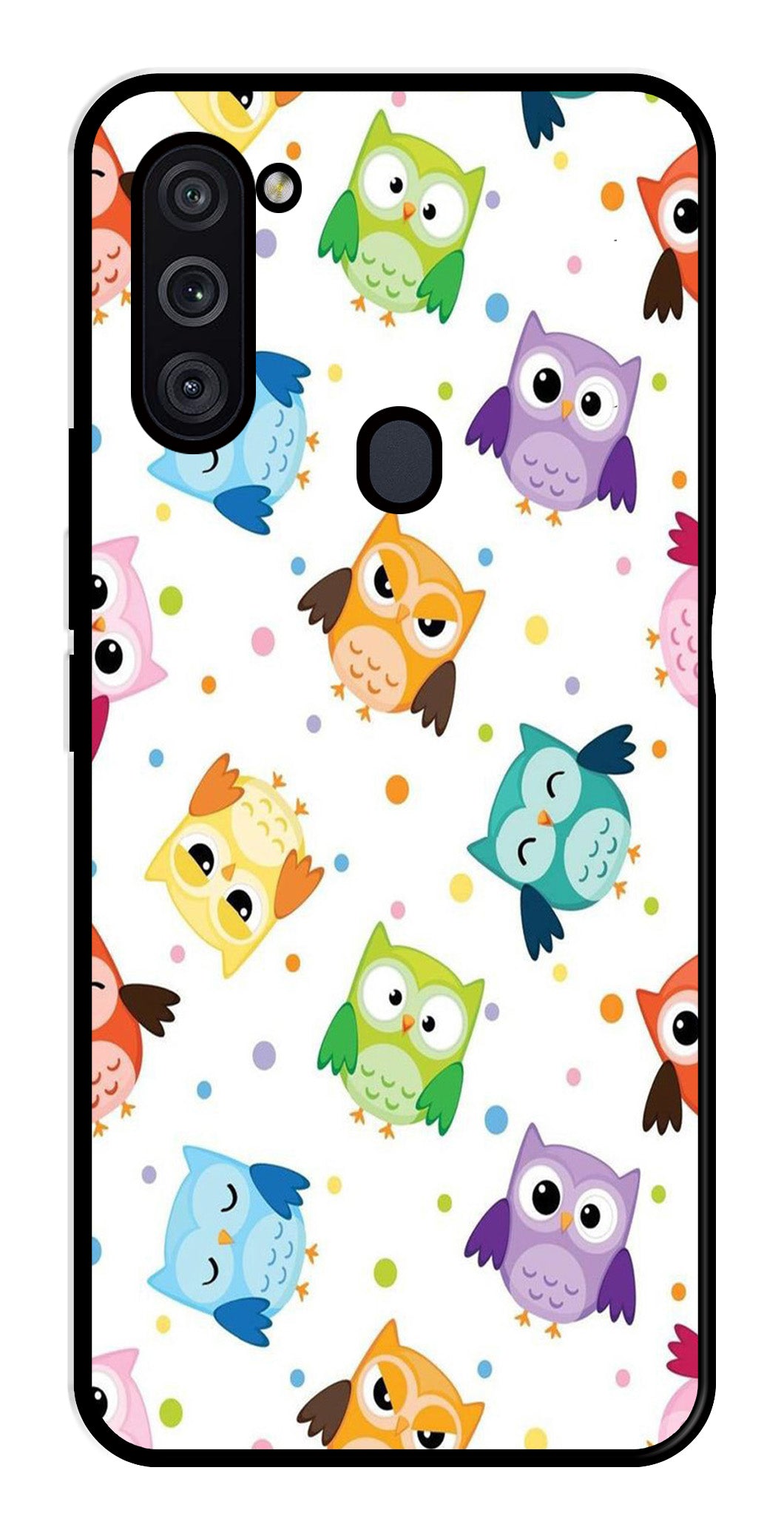 Owls Pattern Metal Mobile Case for Samsung Galaxy M11 Owls Pattern Metal Mobile Case for Samsung Galaxy M11 (Design No -20)