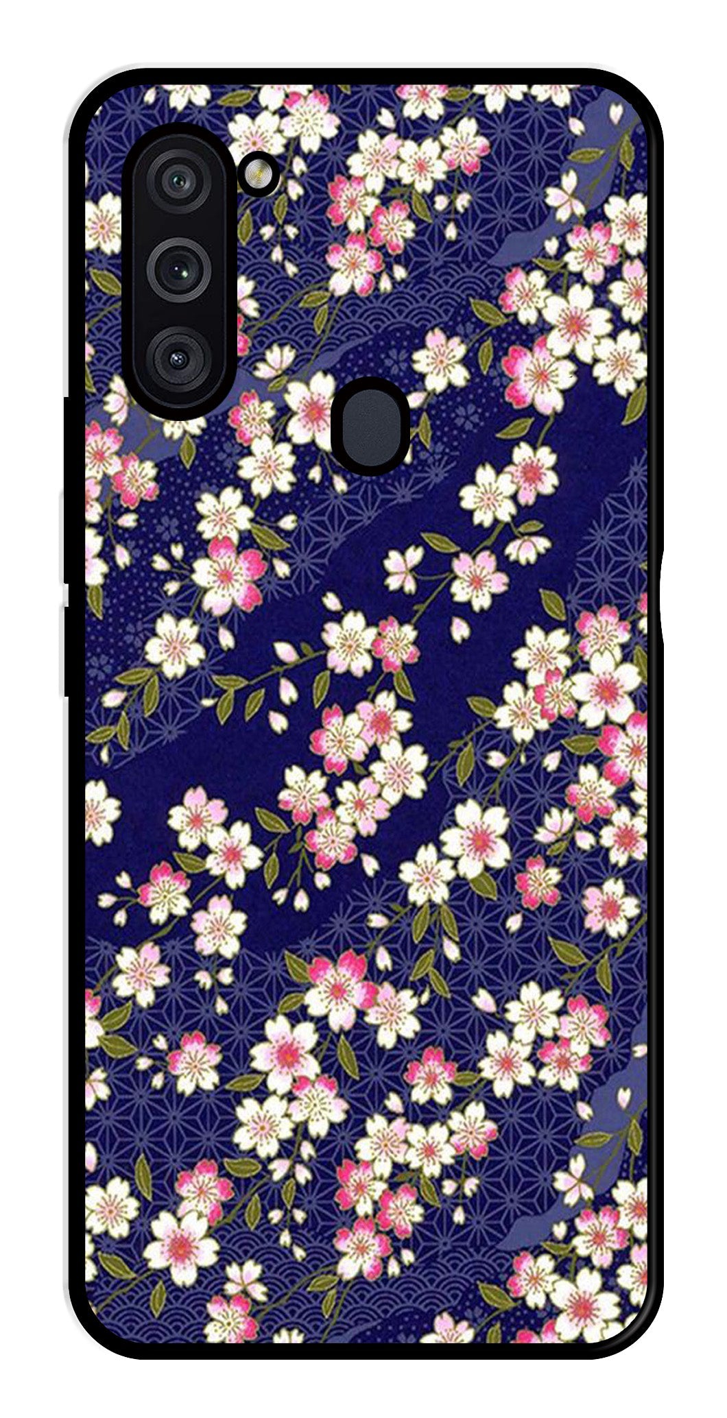 Flower Design Metal Mobile Case for Samsung Galaxy M11 Flower Design Metal Mobile Case for Samsung Galaxy M11 (Design No -25)