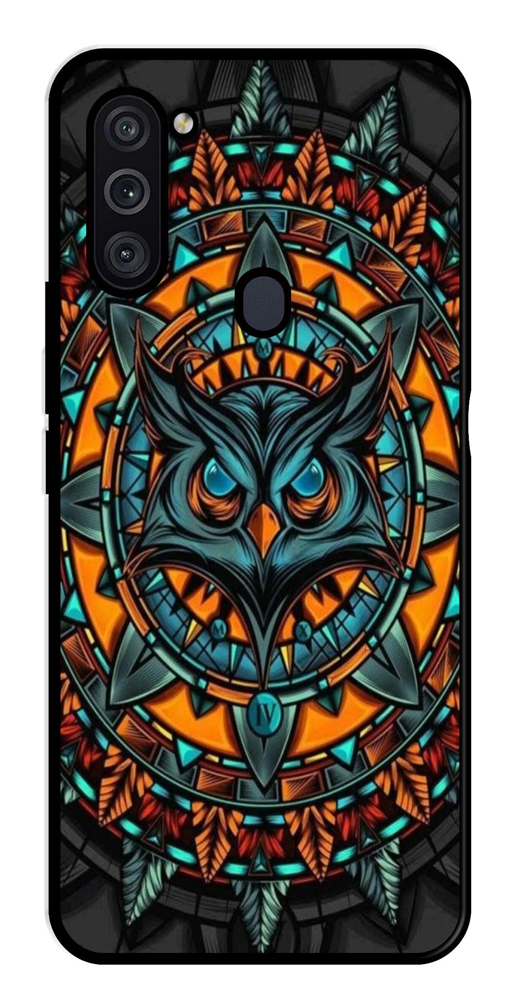 Owl Pattern Metal Mobile Case for Samsung Galaxy M11 Owl Pattern Metal Mobile Case for Samsung Galaxy M11 (Design No -42)