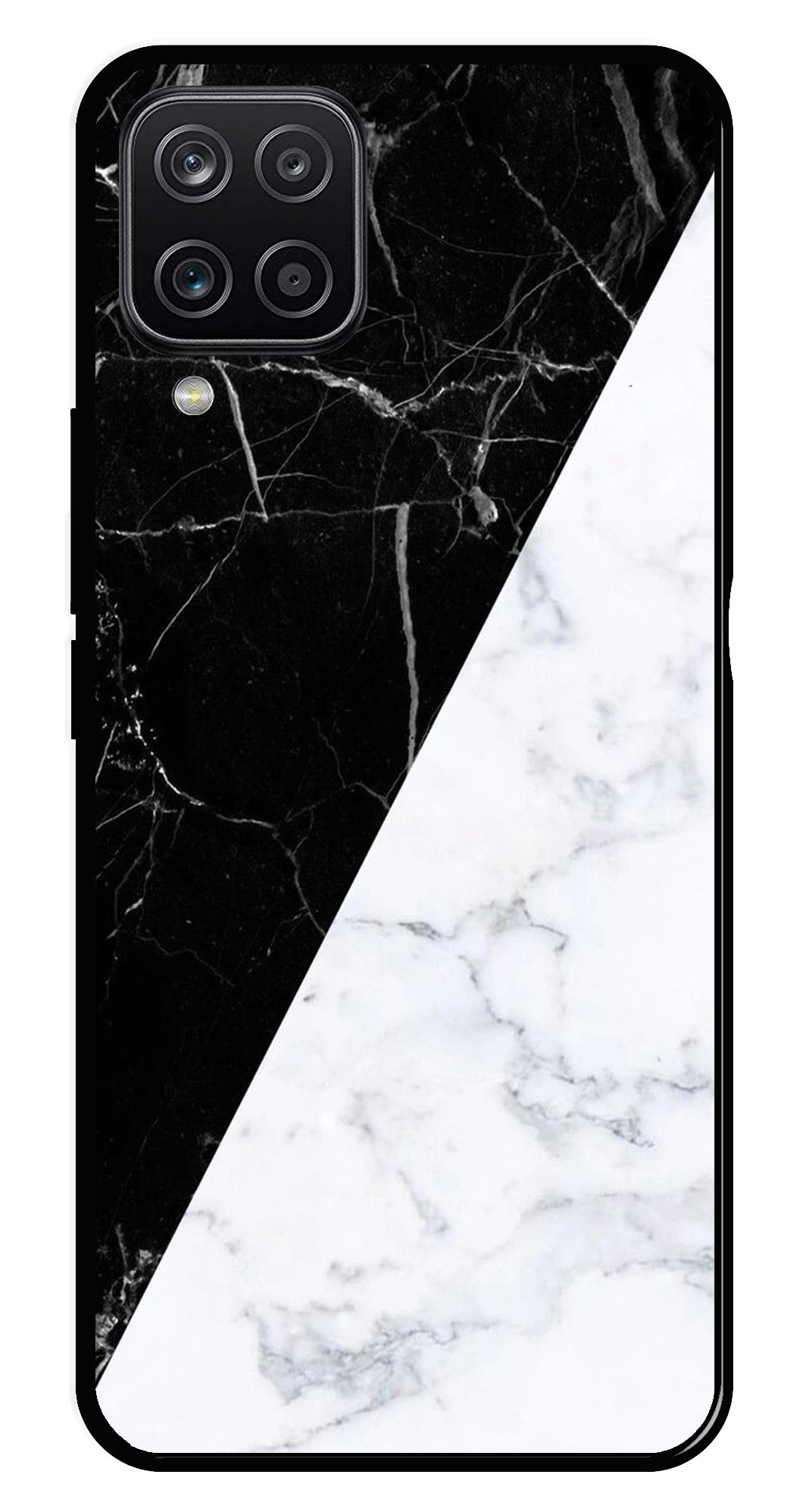 Black White Marble Design Metal Mobile Case for Samsung Galaxy M12 Black White Marble Design Metal Mobile Case for Samsung Galaxy M12 (Design No -09)