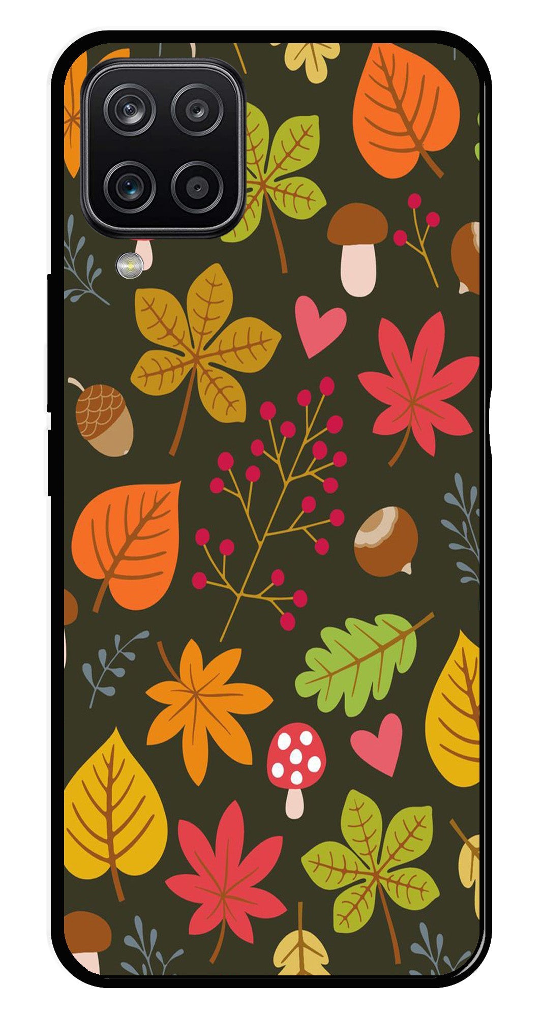 Leaves Design Metal Mobile Case for Samsung Galaxy M12 (Design No -51)