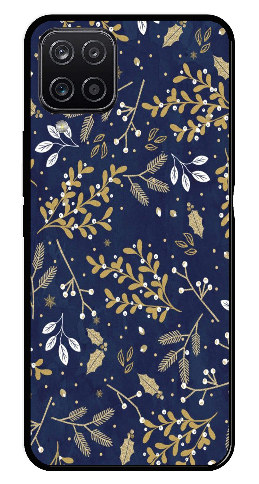 Floral Pattern Metal Mobile Case for Samsung Galaxy M12 (Design No -52)