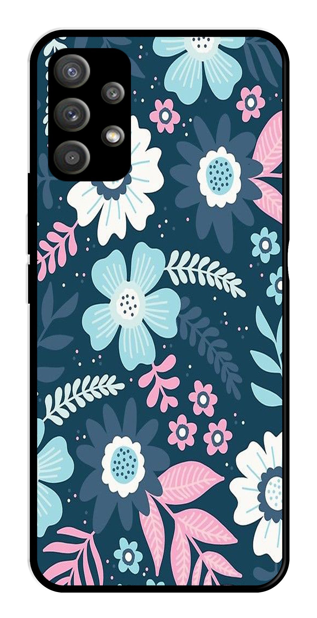 Flower Leaves Design Metal Mobile Case for Samsung Galaxy M32 5G (Design No -50)