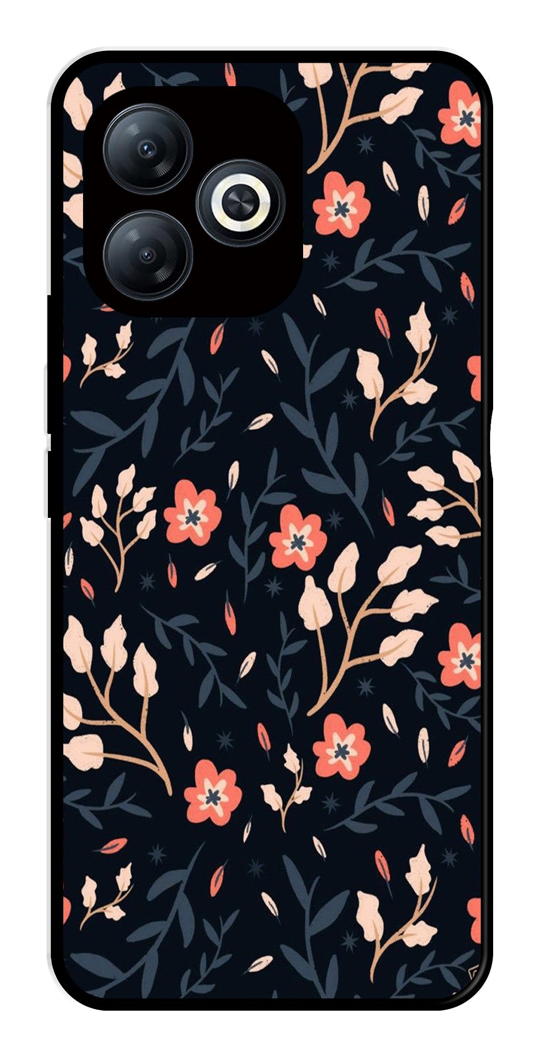 Floral Pattern Metal Mobile Case for Infinix Smart 8 Floral Pattern Metal Mobile Case for Infinix Smart 8 (Design No -10)