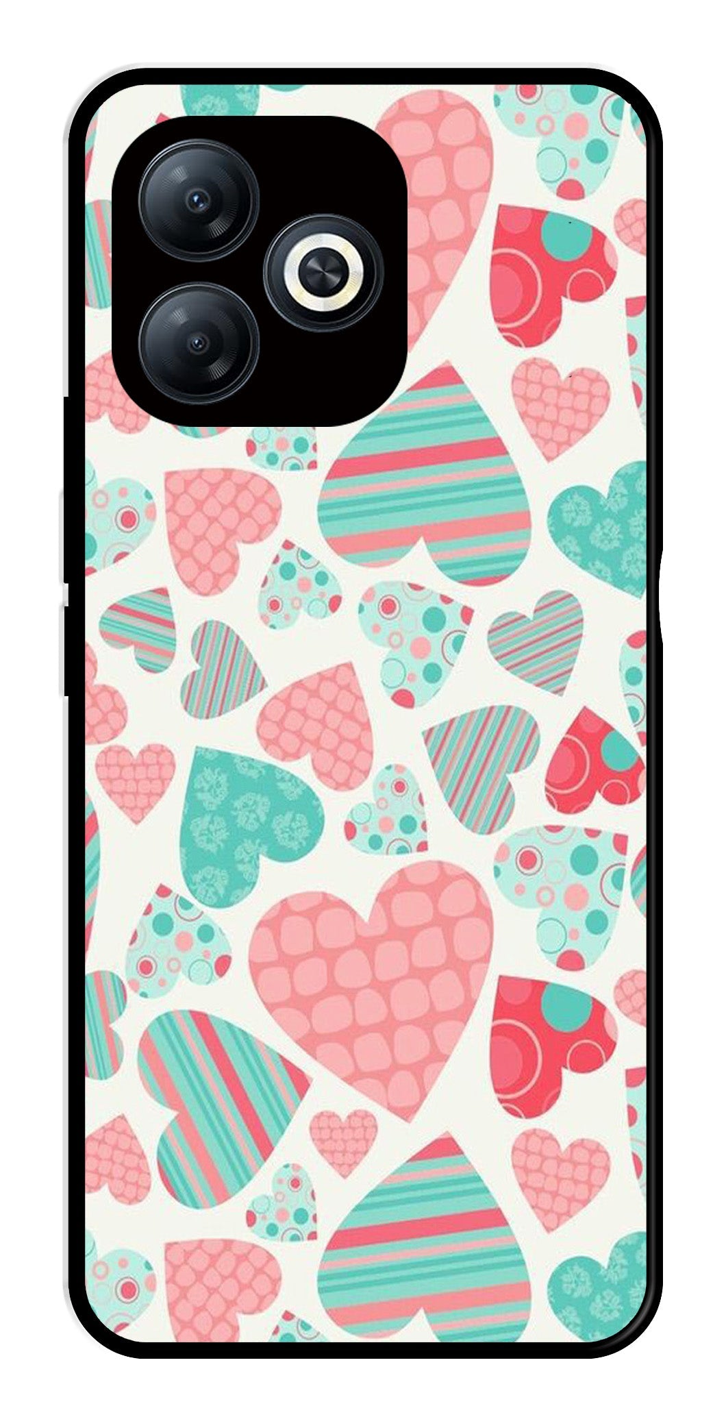 Hearts Pattern Metal Mobile Case for Infinix Smart 8 Hearts Pattern Metal Mobile Case for Infinix Smart 8 (Design No -22)