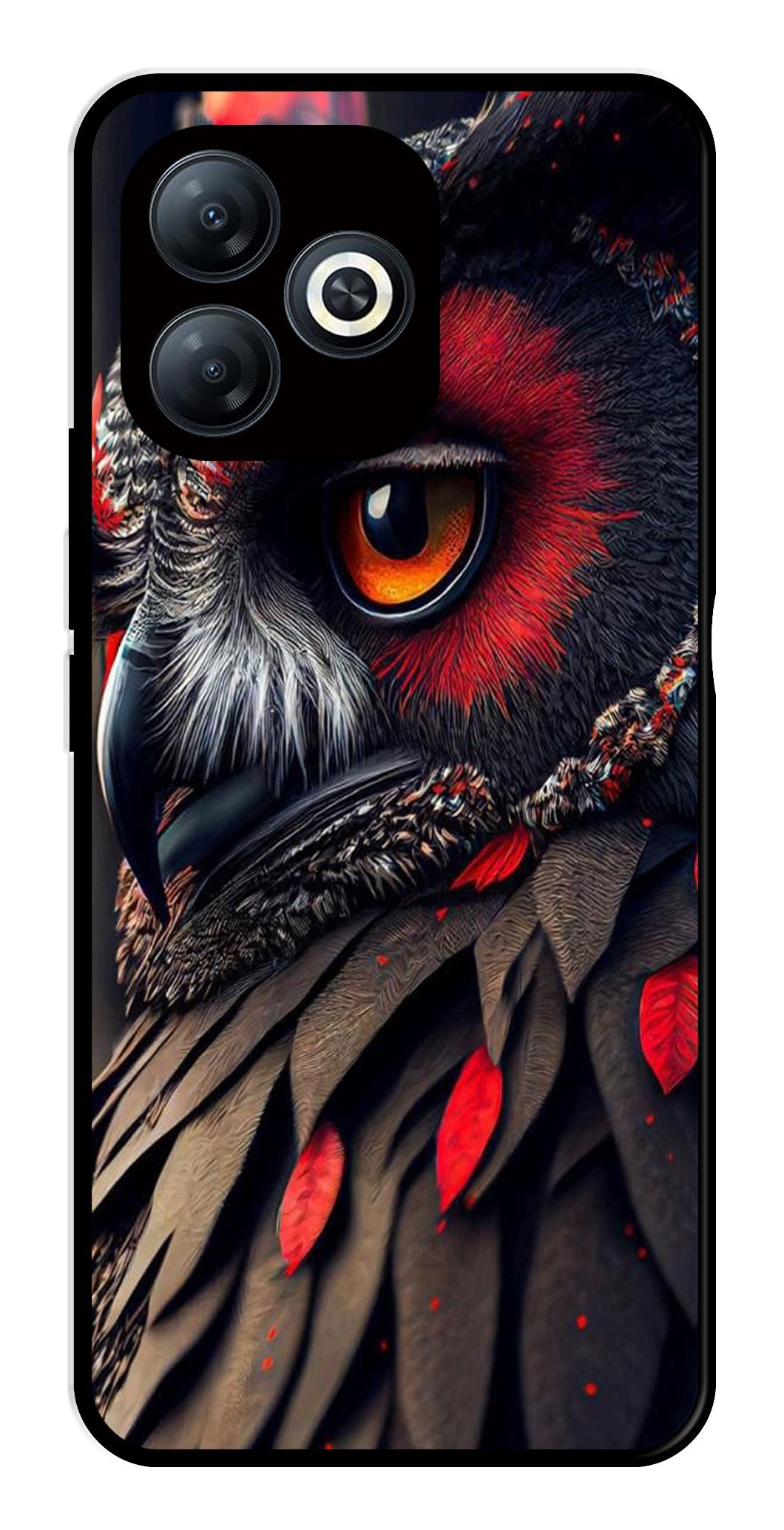 Owl Design Metal Mobile Case for Tecno Spark 20 Owl Design Metal Mobile Case for Tecno Spark 20 (Design No -26)