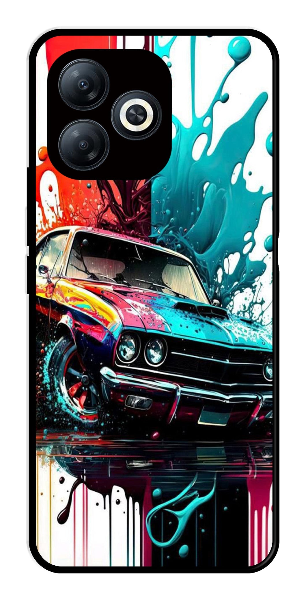 Vintage Car Metal Mobile Case for Tecno Spark 20 Vintage Car Metal Mobile Case for Tecno Spark 20 (Design No -29)