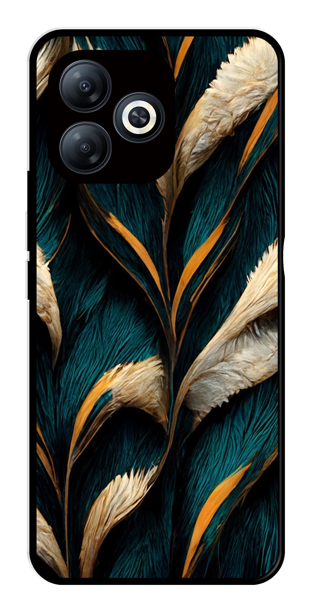 Feathers Metal Mobile Case for Infinix Smart 8 Feathers Metal Mobile Case for Infinix Smart 8 (Design No -30)
